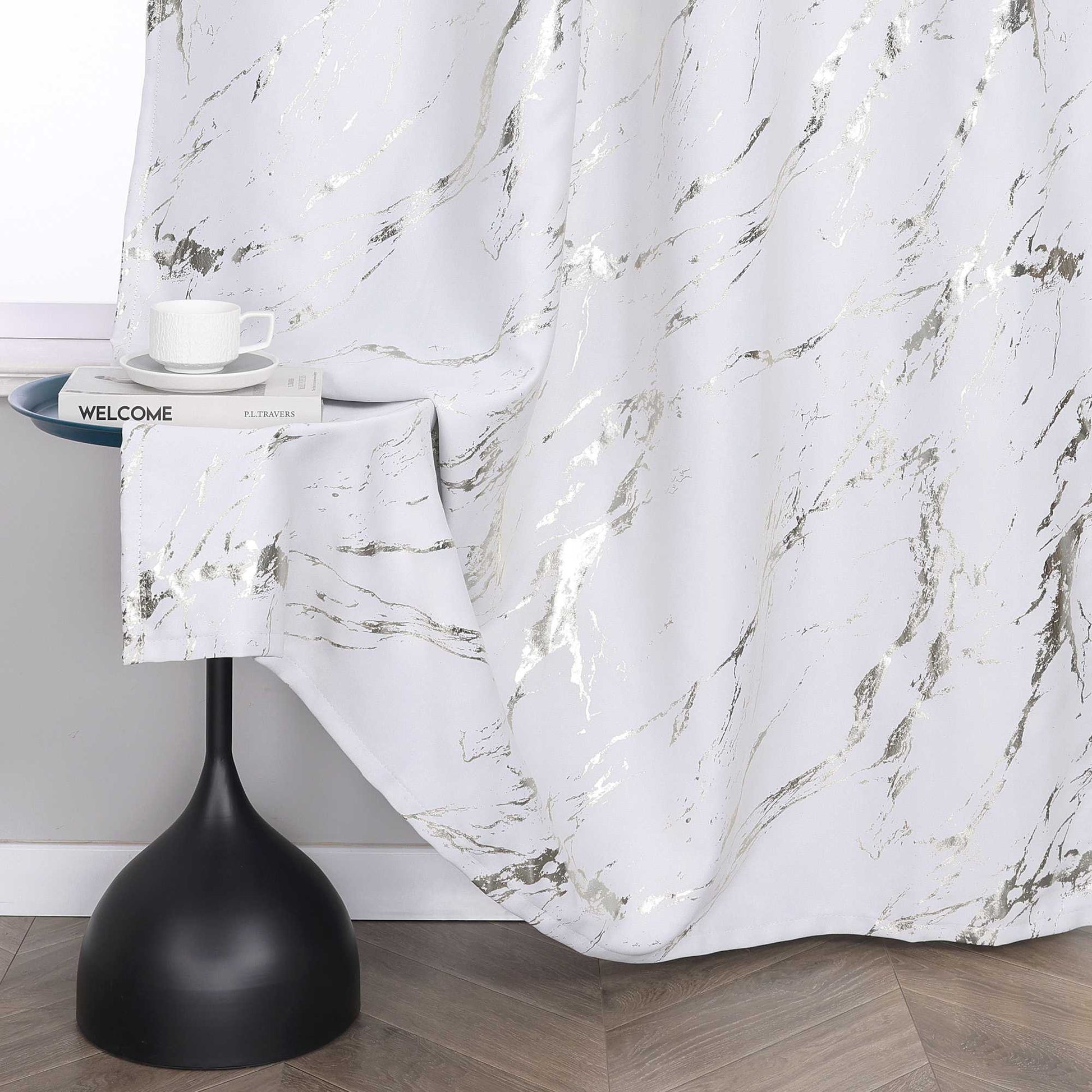 Verdunkelungsvorhang mit Marmor-Optik luxuriöser Fensterschal Wohnzimmer 1 Stück - Joyswahl