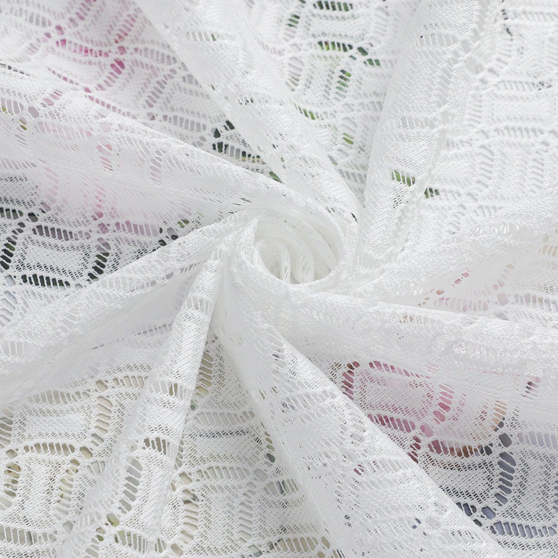 2er Set Scheibengardinen Jacquard Bistrogardine durch Tunnelzug Kurzgardinen Halbtransparent Weiß - Joyswahl