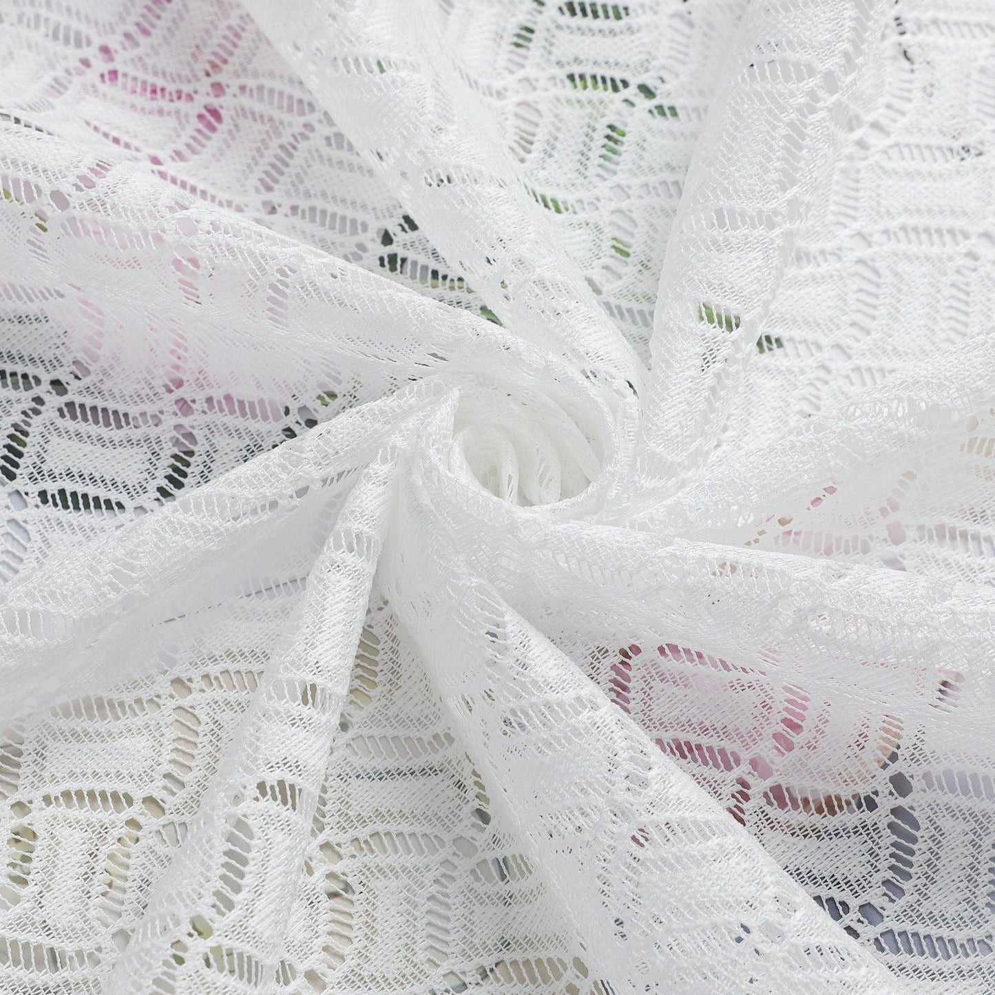 2er Set Scheibengardinen Jacquard Bistrogardine durch Tunnelzug Kurzgardinen Halbtransparent Weiß - Joyswahl