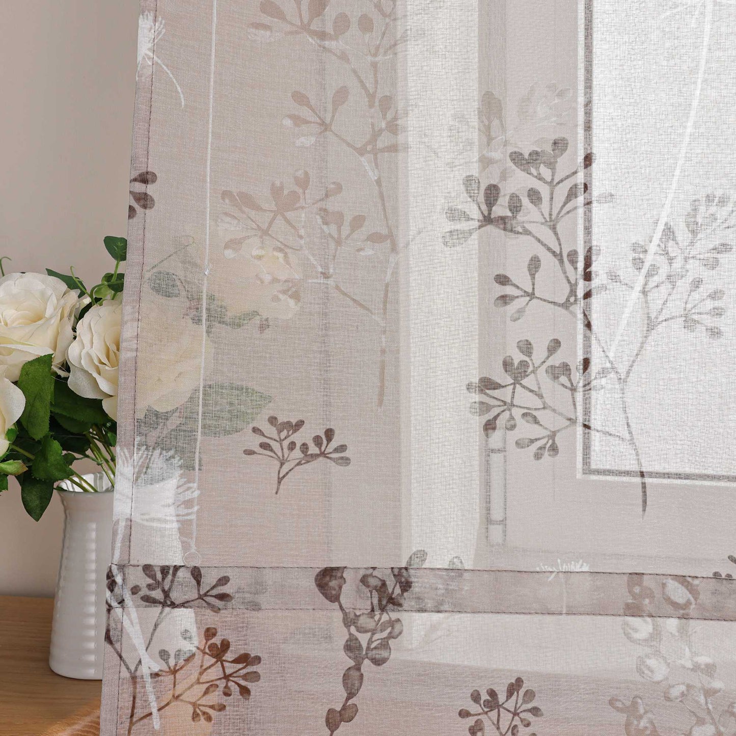 Raffrollo mit Schlaufen Voile Gardinen Landhaus Küche Raffgardinen Schlaufenrollo Transparent - Joyswahl