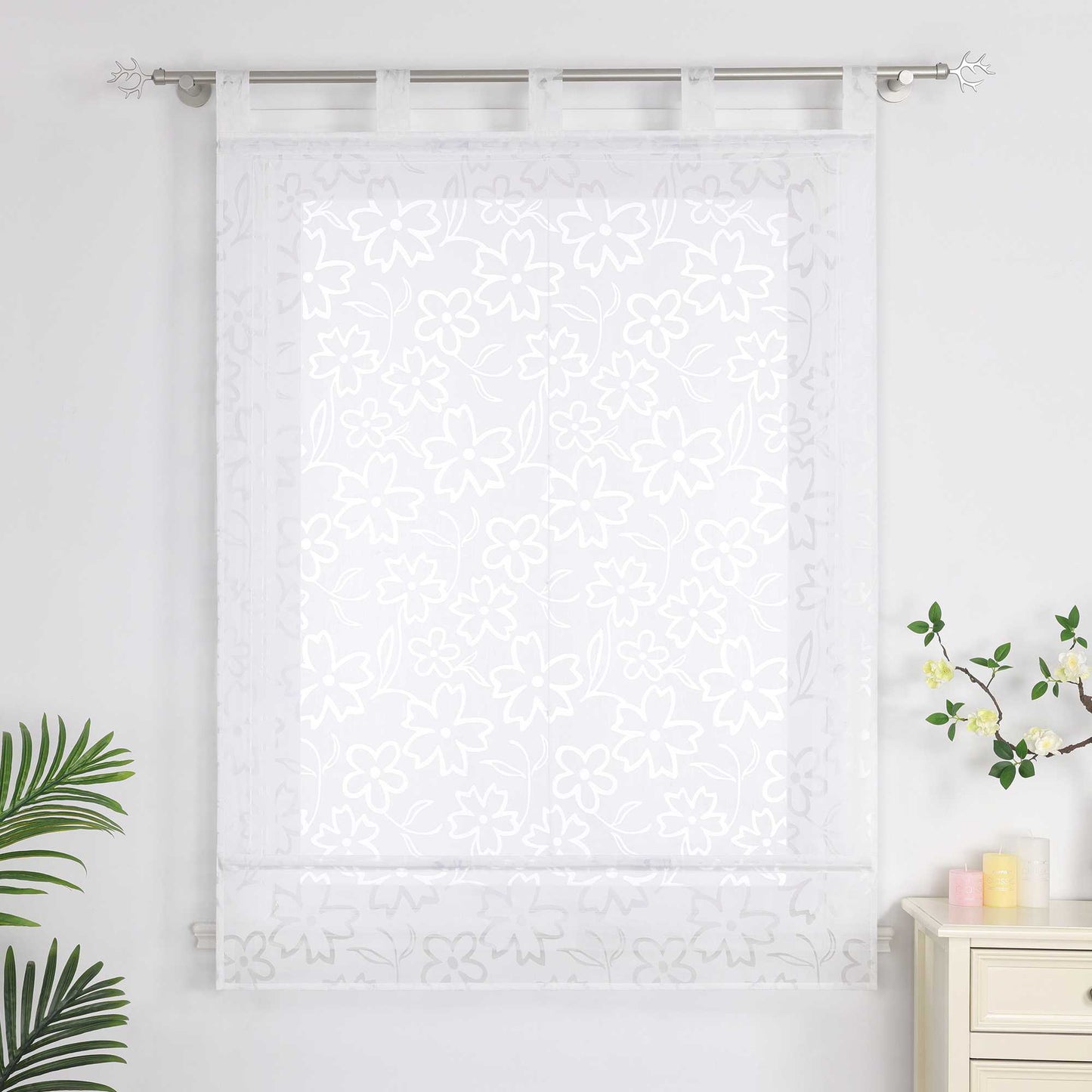 Delien rollos mit schlaufen transparent mit Blumenmuster wohnzimmer gardinen für Fenster innen - Joyswahl