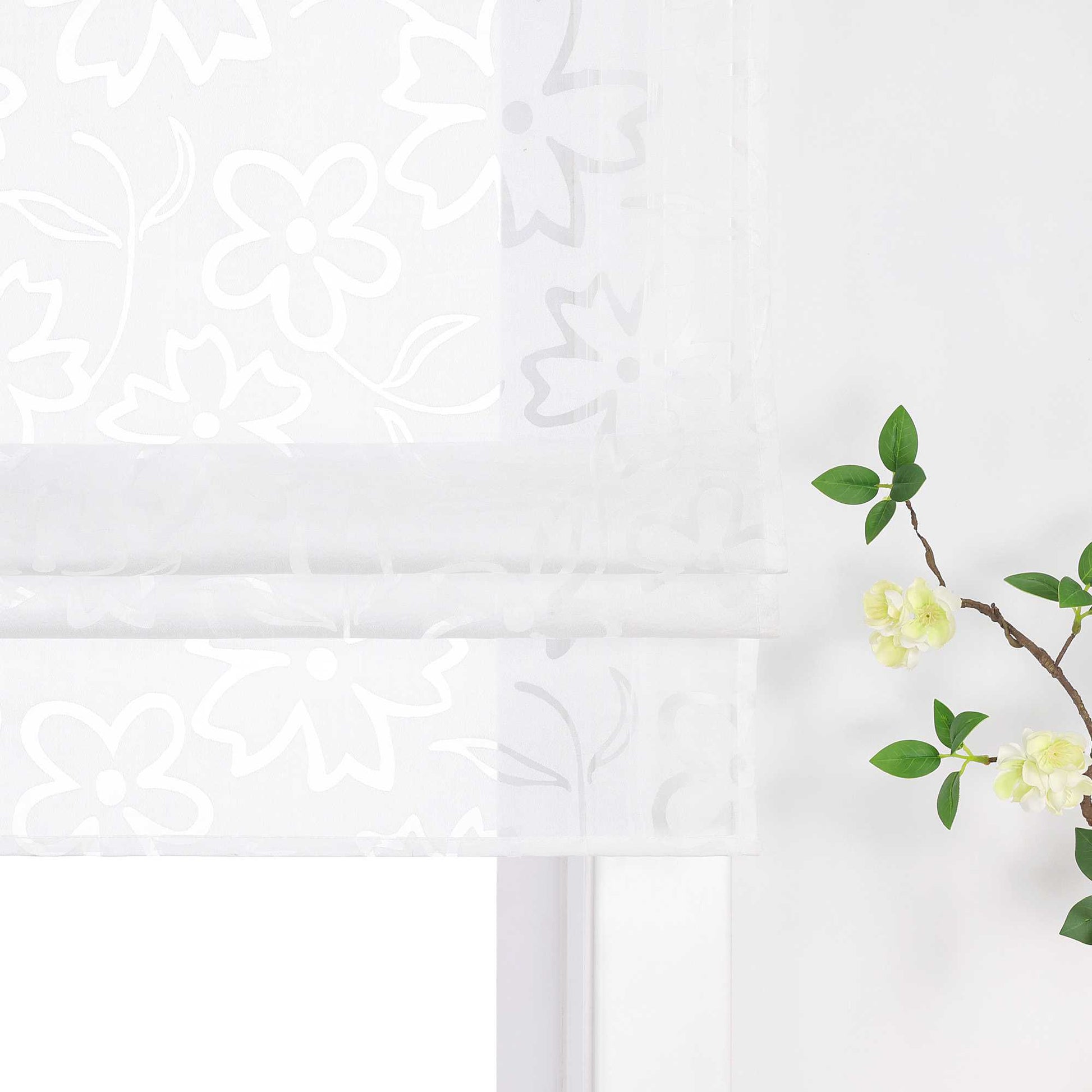 Delien rollos mit schlaufen transparent mit Blumenmuster wohnzimmer gardinen für Fenster innen - Joyswahl