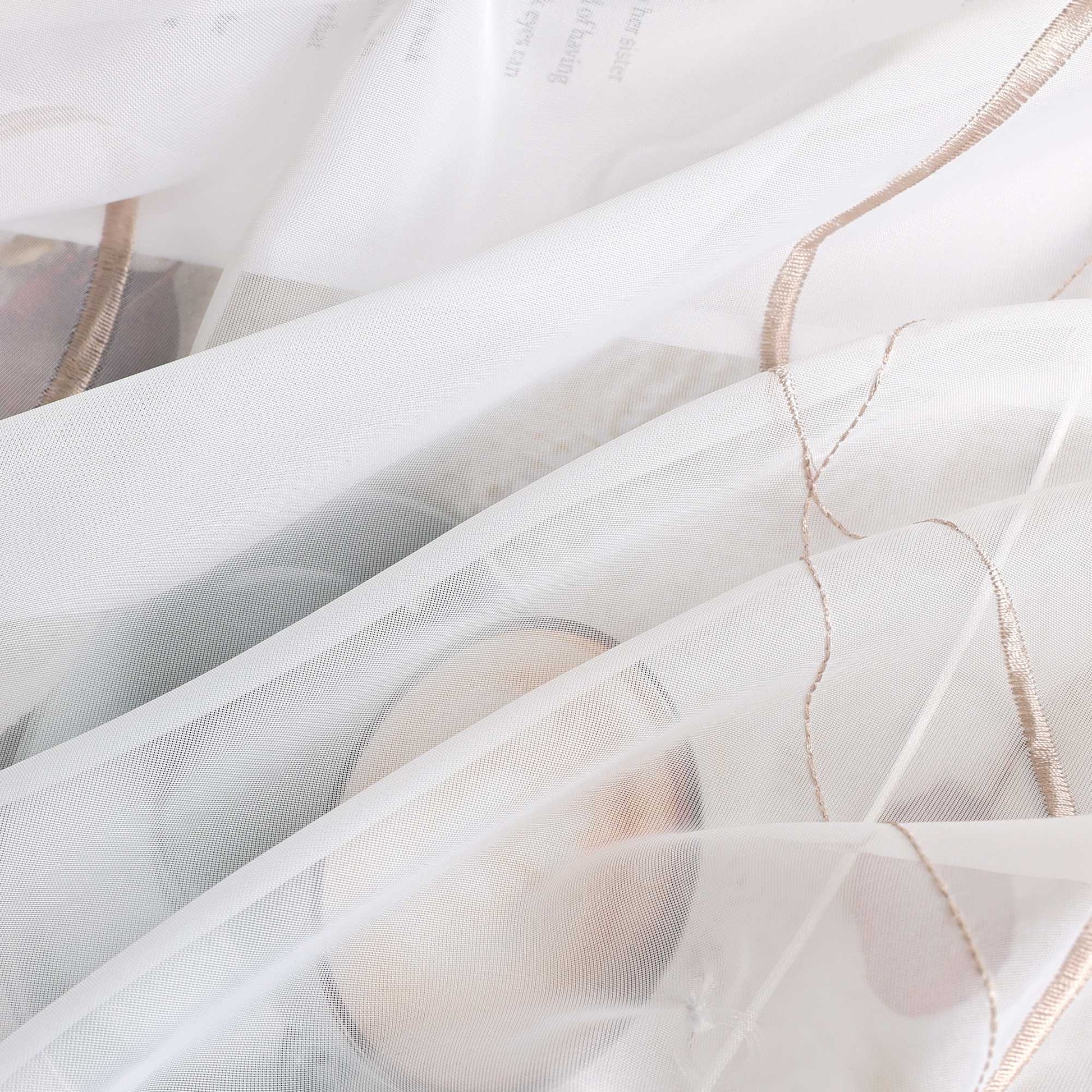 Rollos ohne Bohren Weiß Raffgardine mit Ösen Transparent Gardinen mit U-Haken Ösenrollo Modern Bestickt 1 Stück - Joyswahl