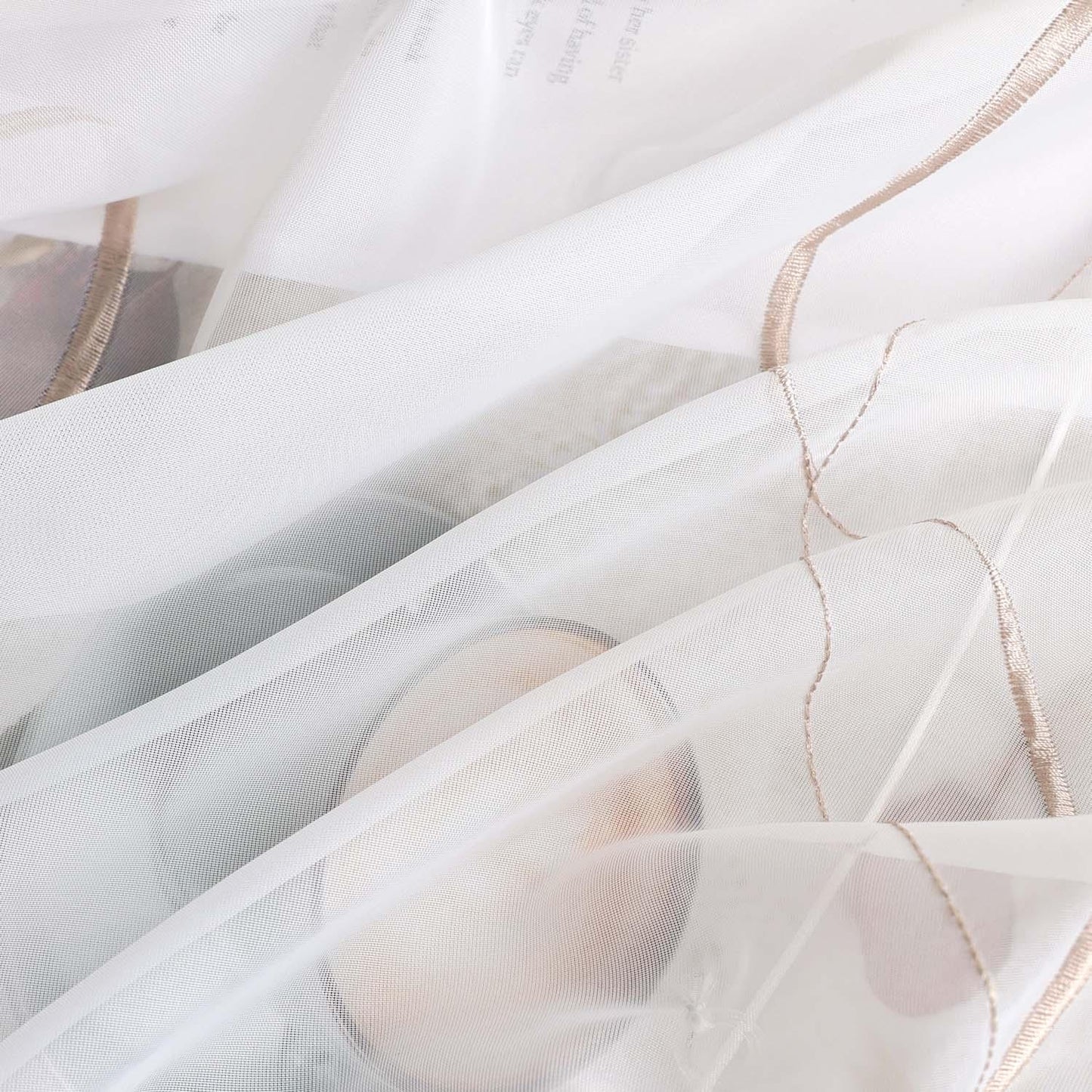 Raffrollo mit Klettband Küche Gardinen Raffgardinen Voile Bändchenrollo mit Wellenperlenmuster Stickerei Transparent 1 Stück - Joyswahl