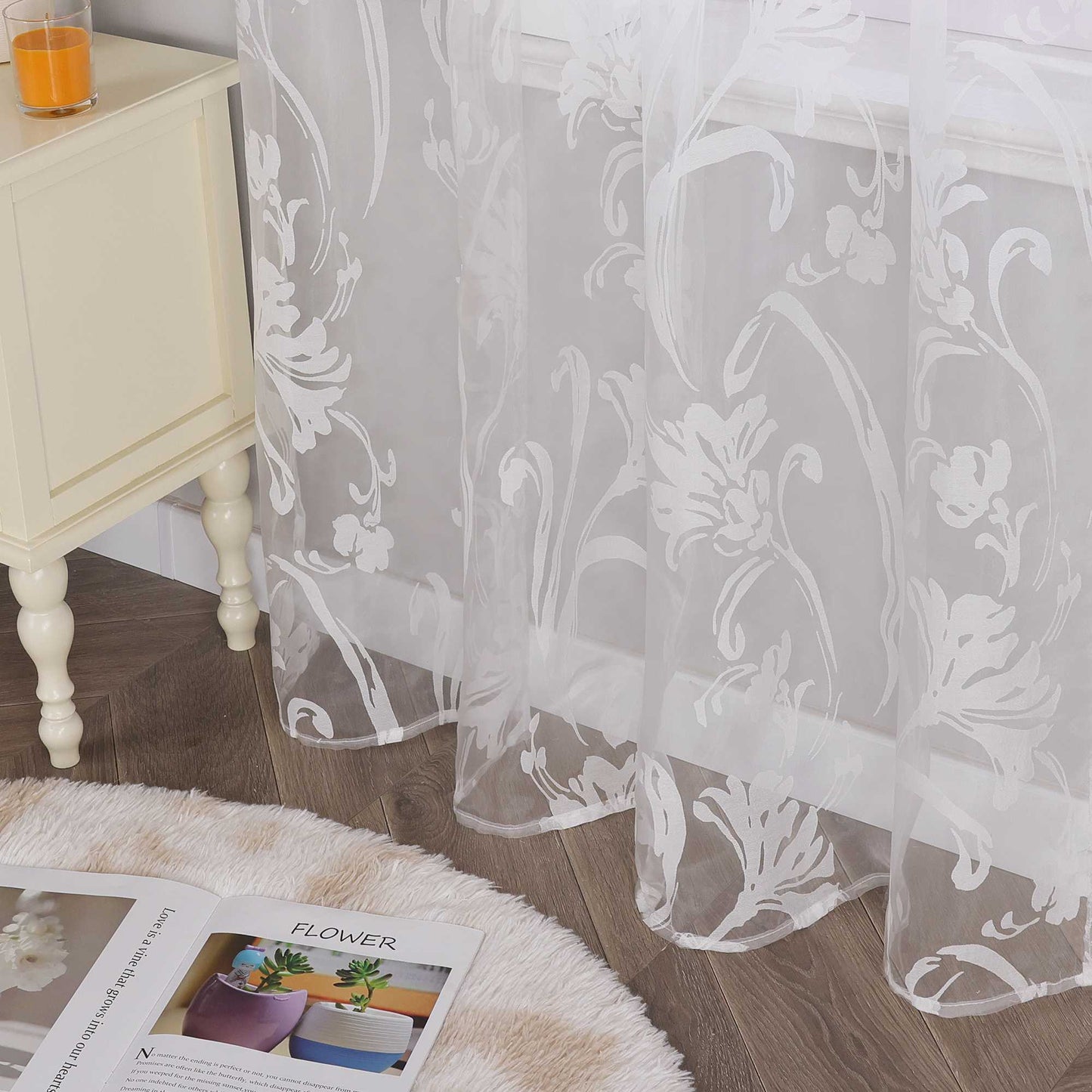 Vorhang mit Blumenmuster transparent Wohnzimmer Schlafzimmer  1 stück - Joyswahl