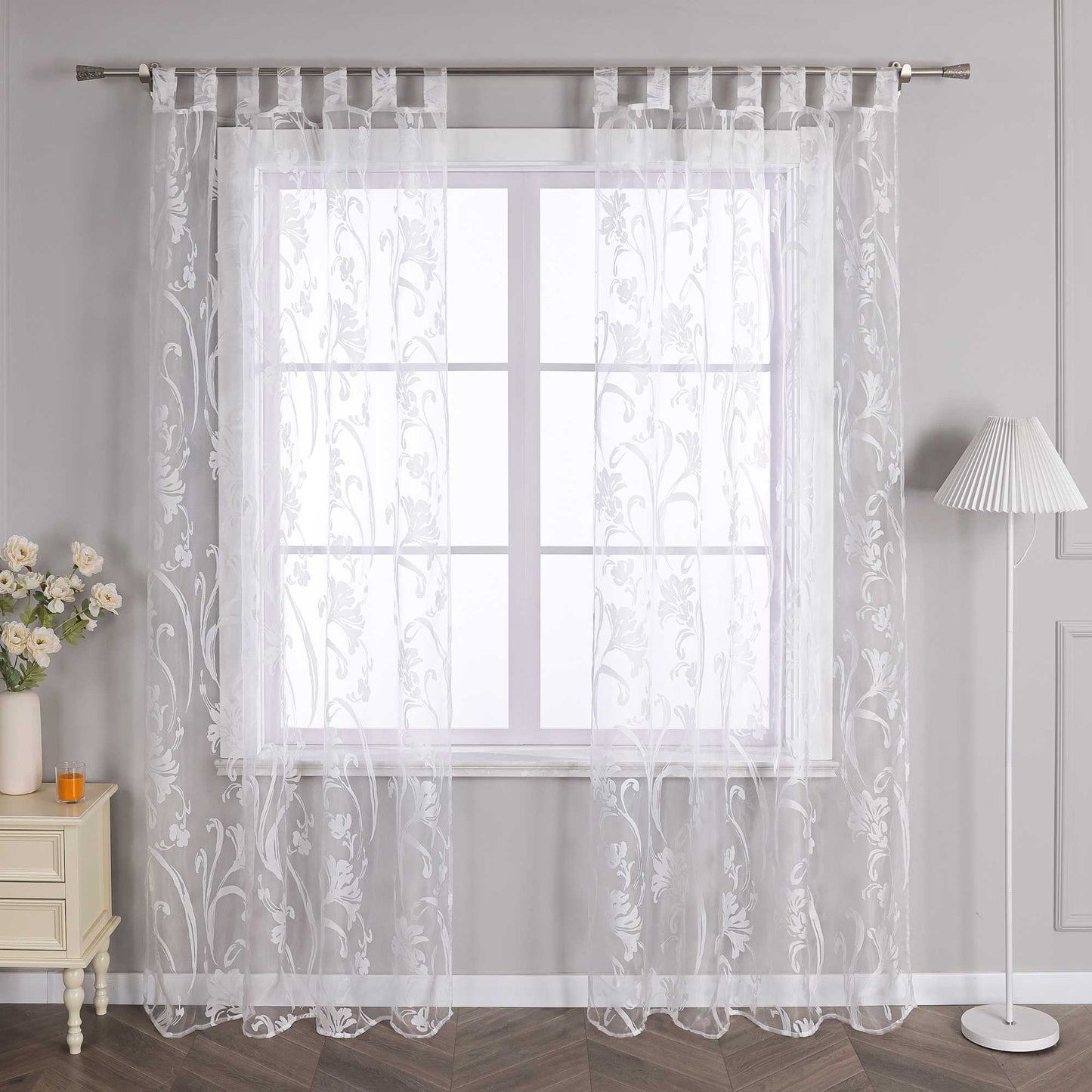 Vorhang mit Blumenmuster transparent Wohnzimmer Schlafzimmer  1 stück - Joyswahl