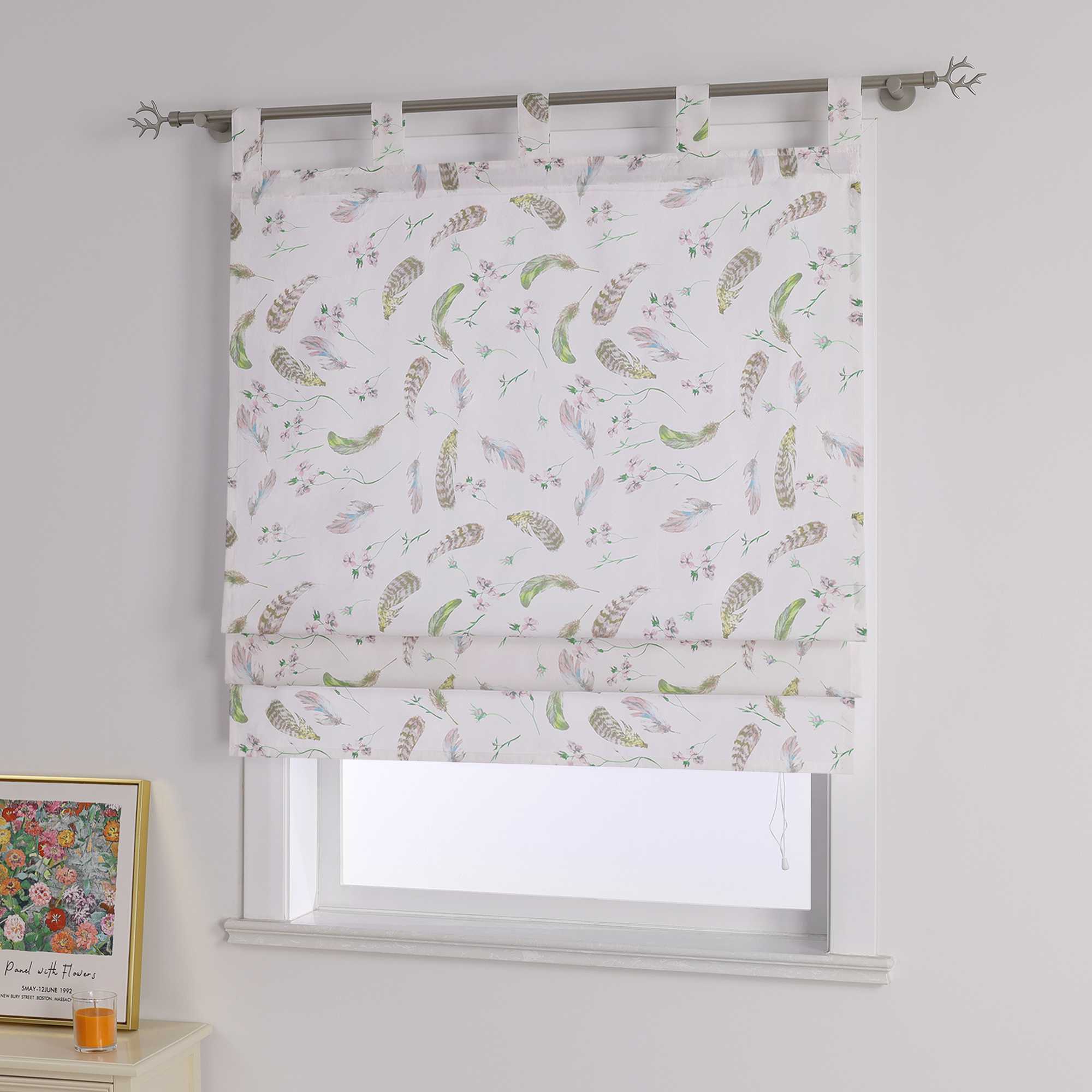 Rollo mit Schlaufen Voile Raffgardine mit Federdruck halbtransparent
