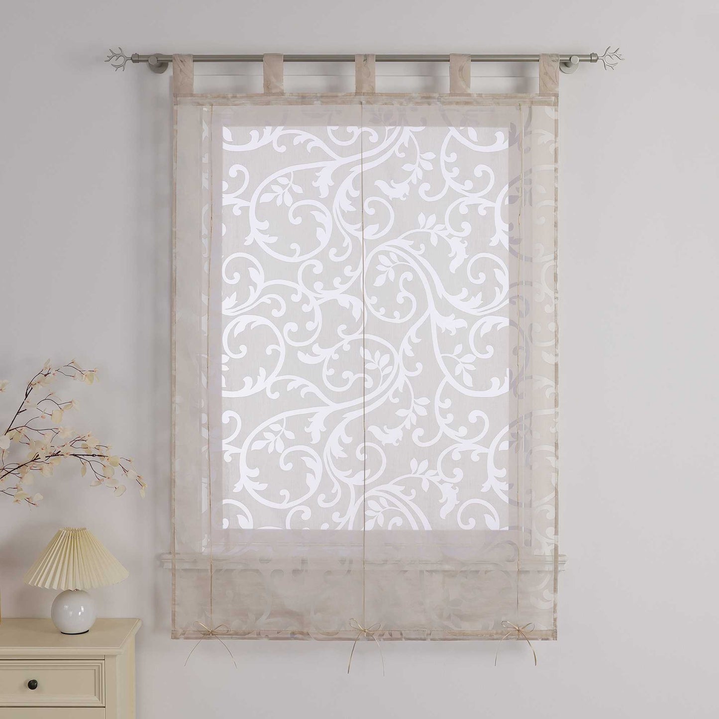 Transparente Schlaufengardine mit Blumenmuster Café Fenstergardine Raffrollos 1 Stück - Joyswahl