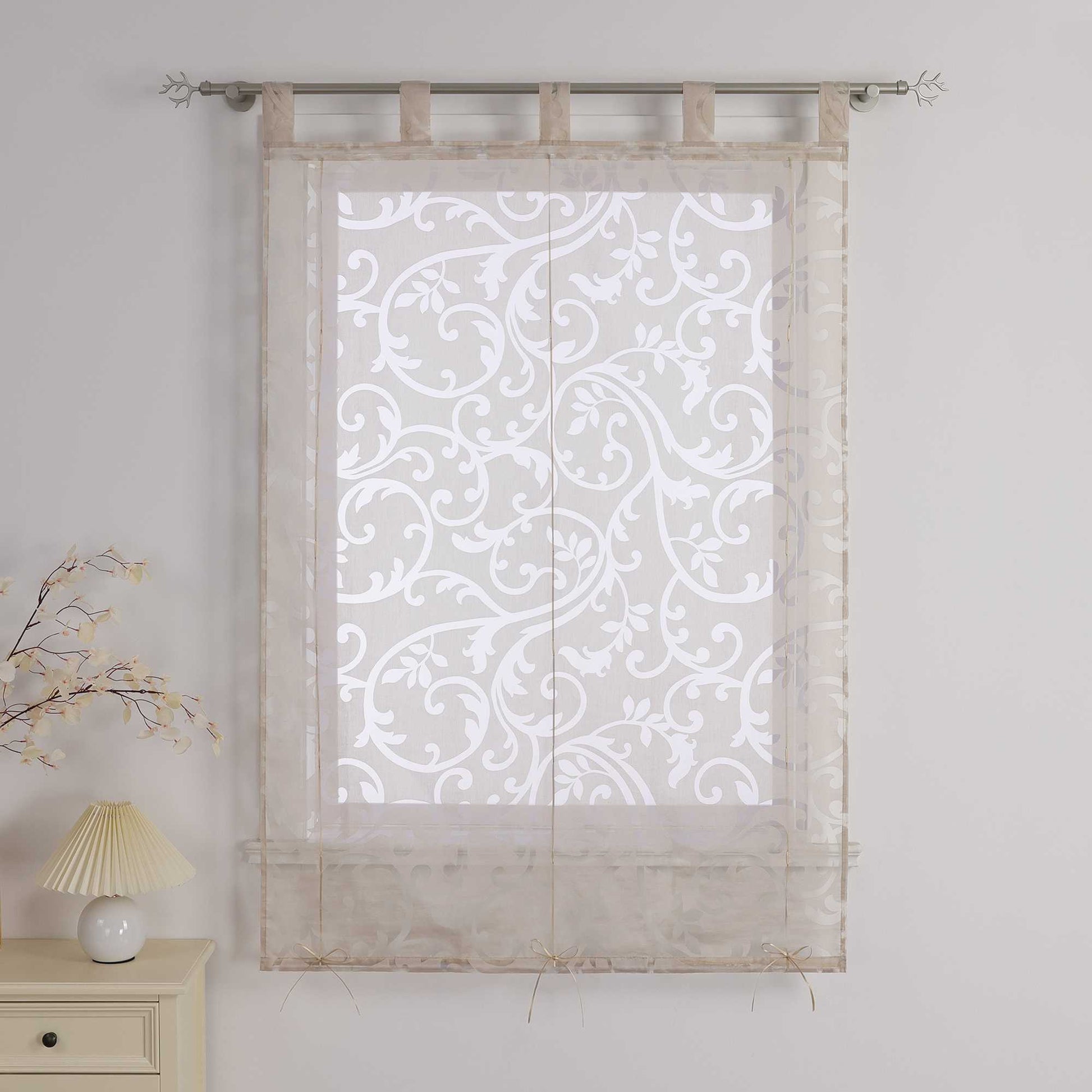 Transparente Schlaufengardine mit Blumenmuster Café Fenstergardine Raffrollos 1 Stück - Joyswahl