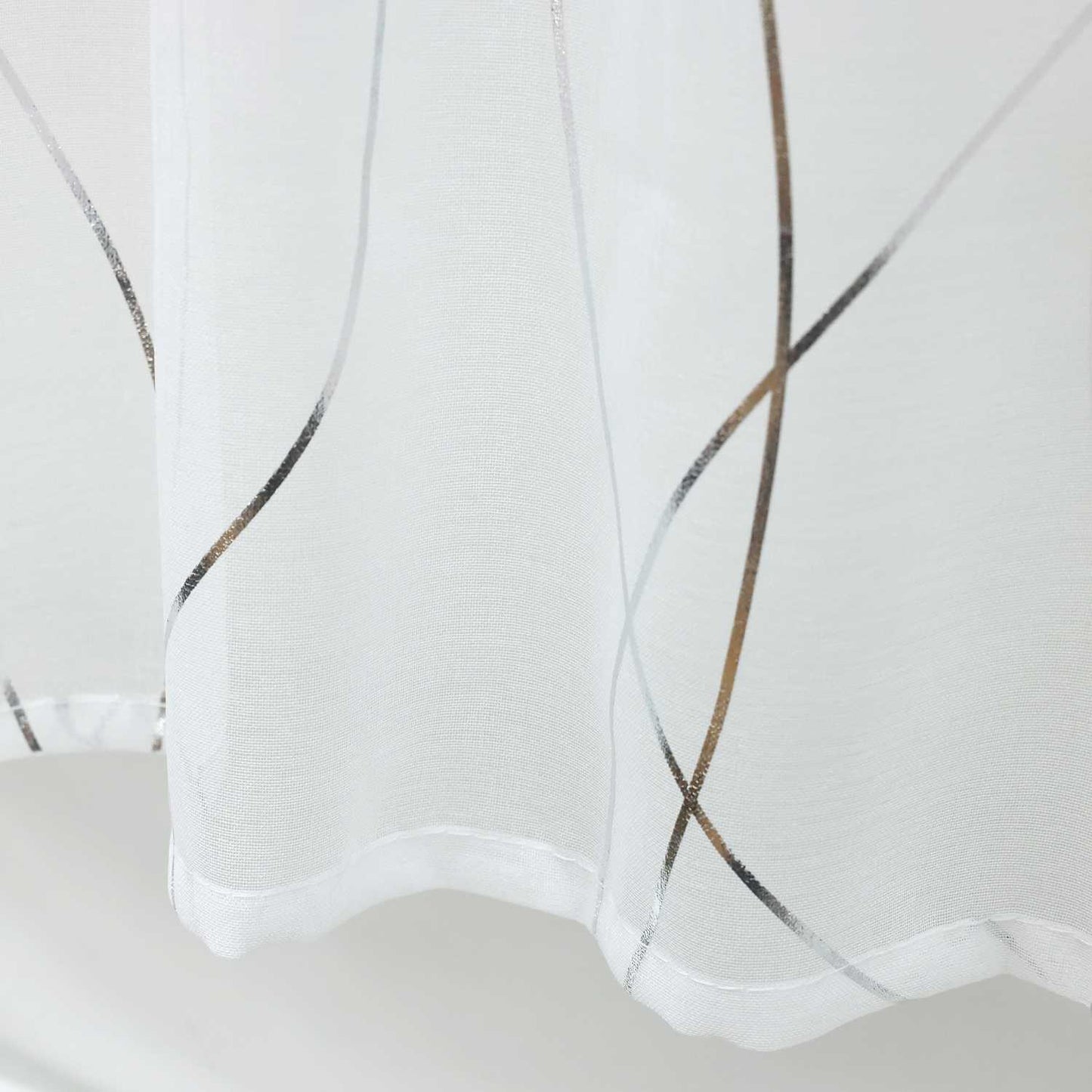 Scheibengardinen durch Tunnelzug Modern Bistrogardine Küchengardinen Landhausstil Kurzstores Wellenstreifen Transparent - Joyswahl