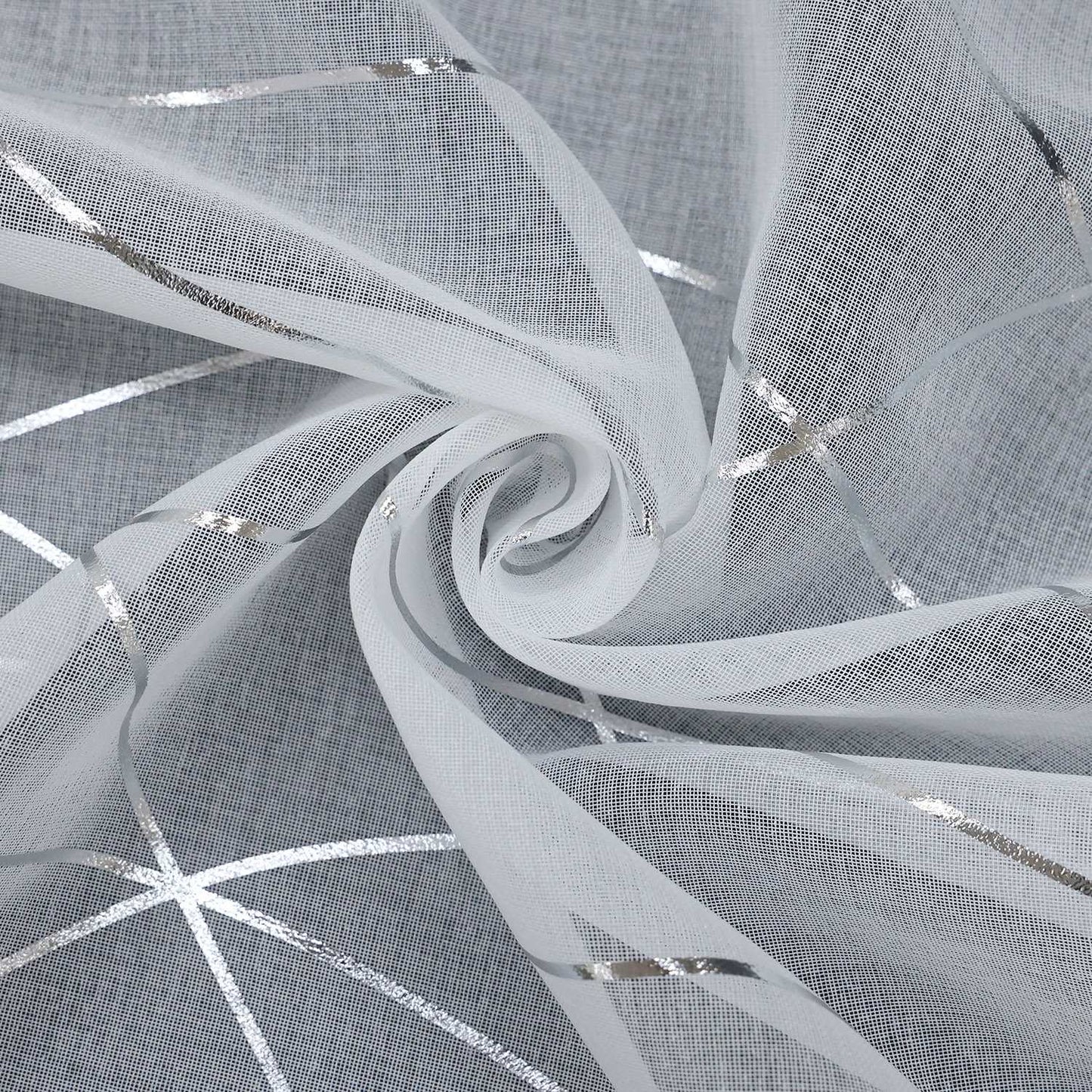 Scheibengardinen durch Tunnelzug Modern Bistrogardine Küchengardinen Landhausstil Kurzstores Wellenstreifen Transparent - Joyswahl