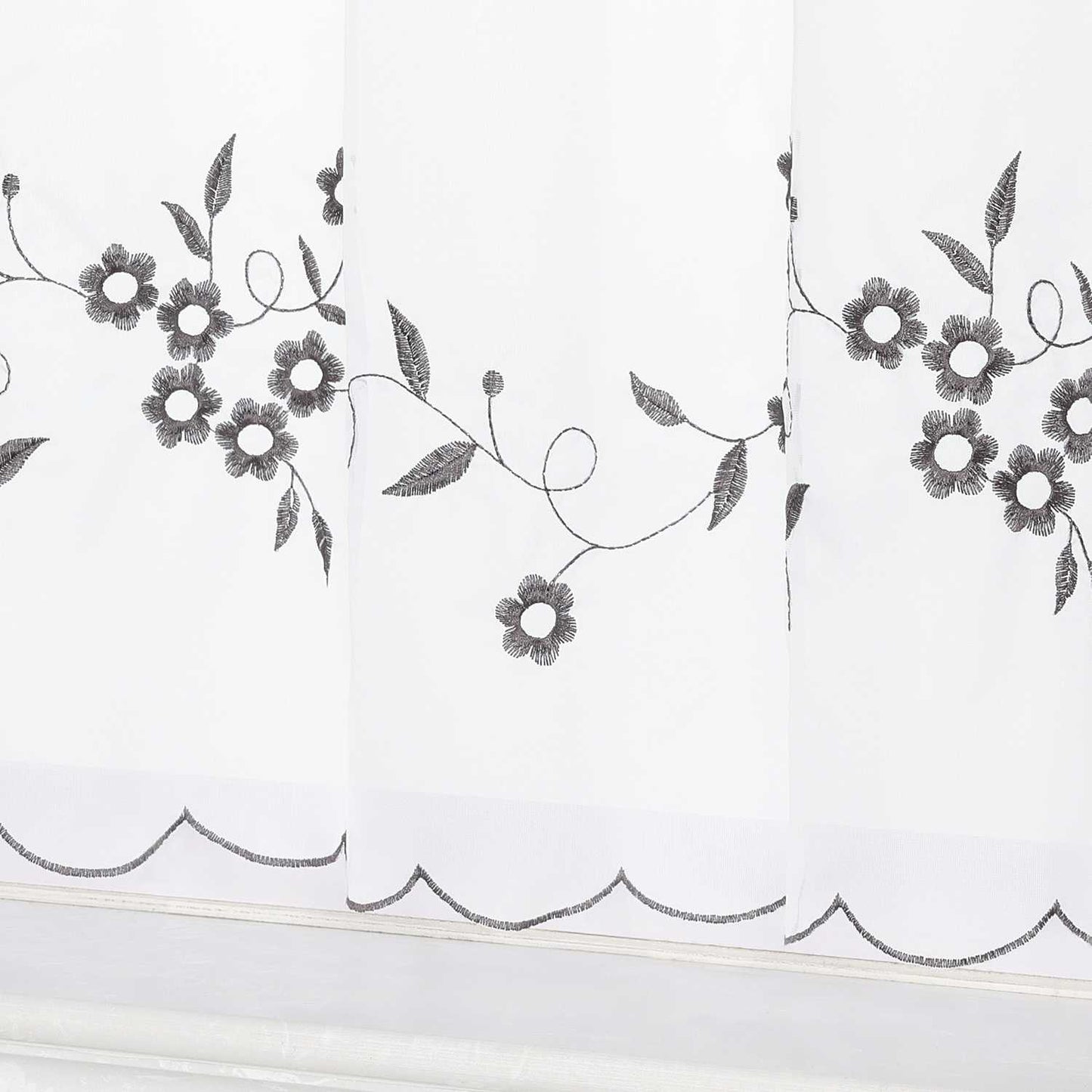 Farbige Stickerei Voile Scheibengardine Transparenter Café Vorhang Kurzstore mit Blüten-Stickerei - Joyswahl