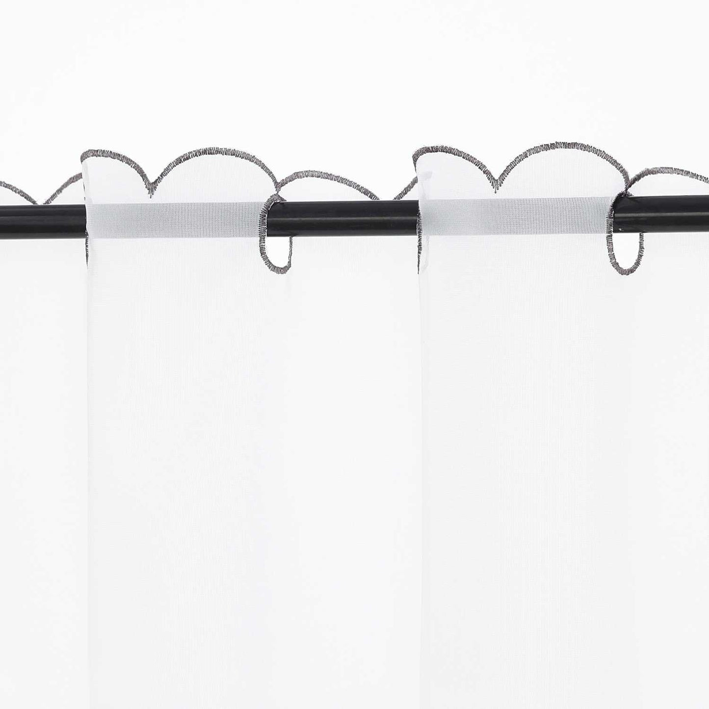 Farbige Stickerei Voile Scheibengardine Transparenter Café Vorhang Kurzstore mit Blüten-Stickerei - Joyswahl