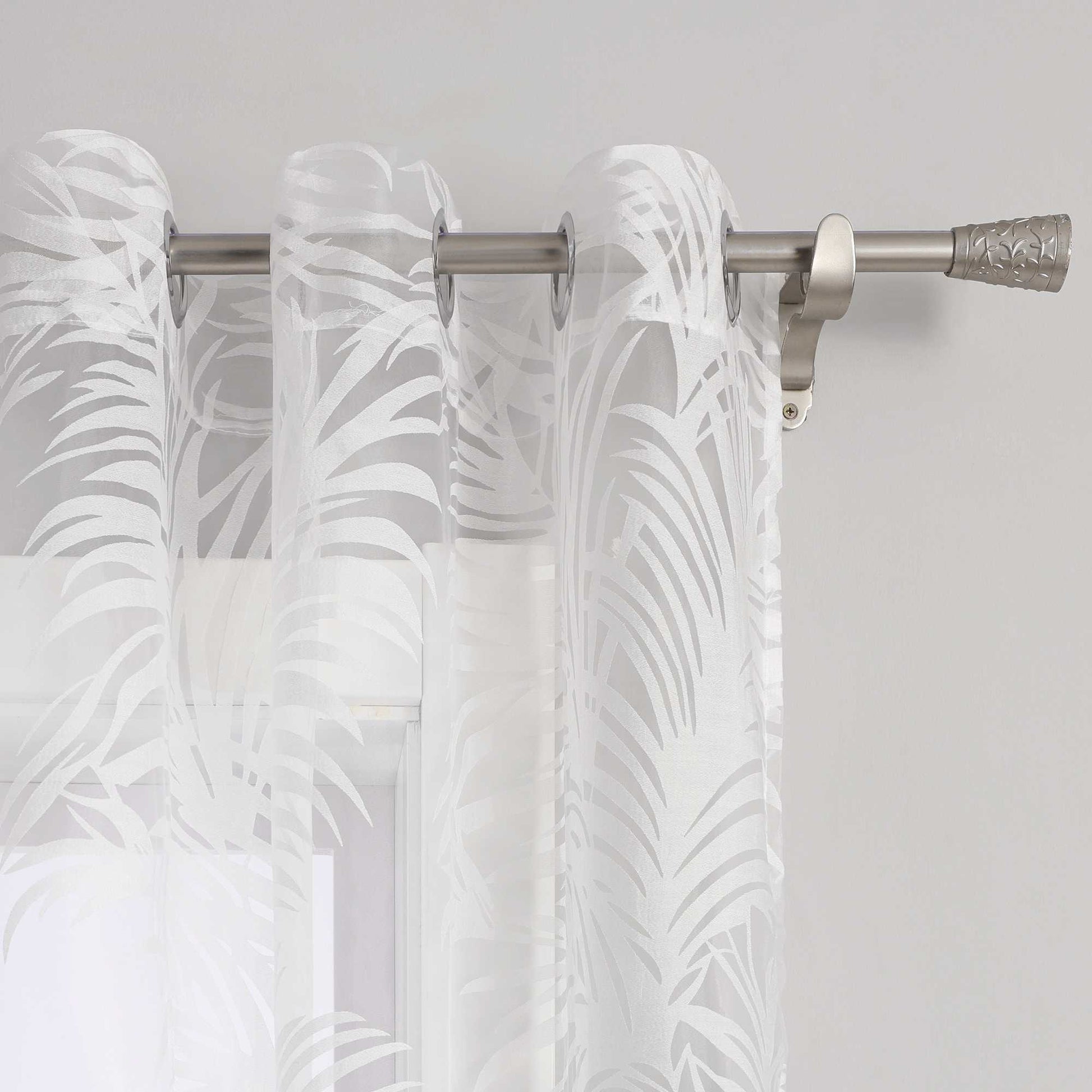 Voile Gardine in Ausbrenner mit Blätter Muster transparenter Vorhang Unifarbiges Schals Wohnzimmer Fensterschal 1 Stück - Joyswahl