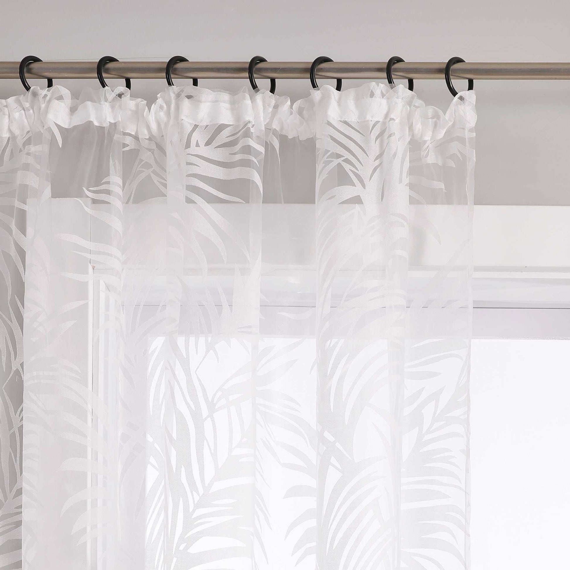 Voile Gardine in Ausbrenner mit Blätter Muster transparenter Vorhang Unifarbiges Schals Wohnzimmer Fensterschal 1 Stück - Joyswahl