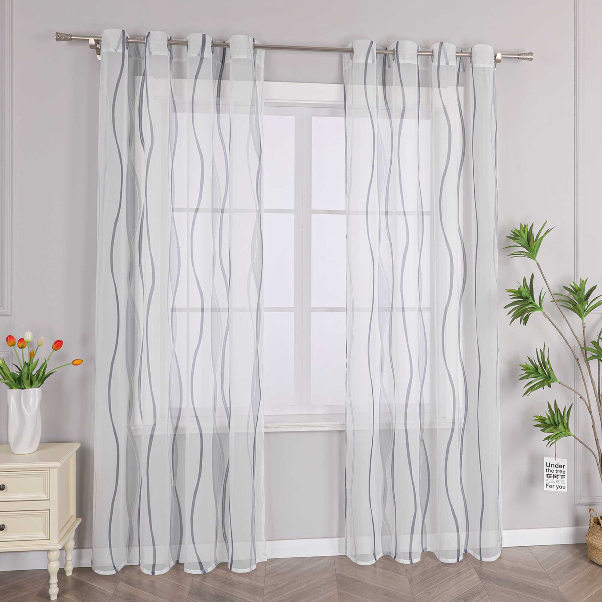 Gardine Ösenschal mit bunten Wellenmustern 1 stück