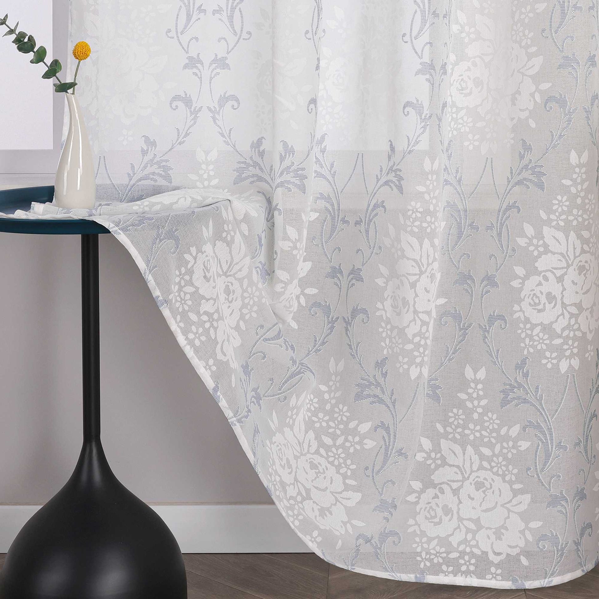 Elegante Transparente Gardinen mit Rankenmuster Ösenschal 1 stück - Joyswahl