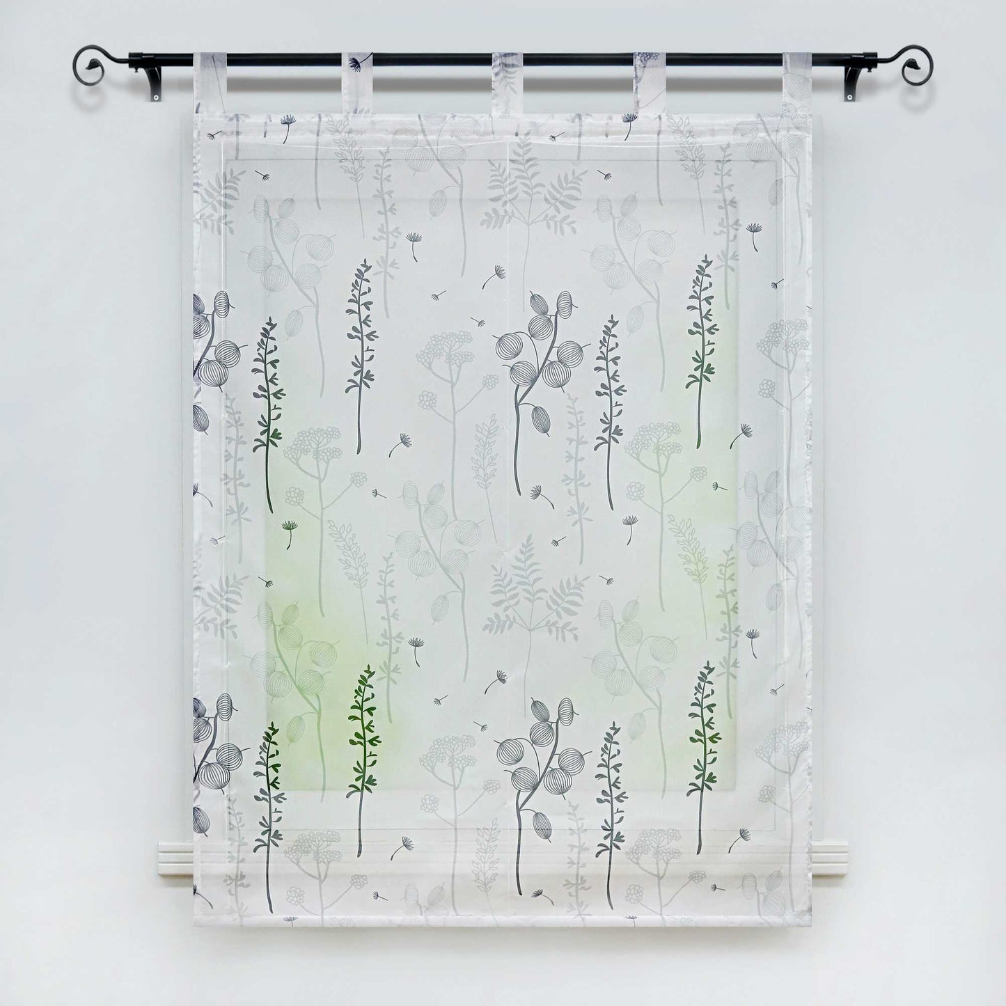 Raffrollo mit Schlaufen Voile Raffgardine Modern Küche Gardinen mit Laternenblume Muster Wohnzimmer Halbtransparent - Joyswahl