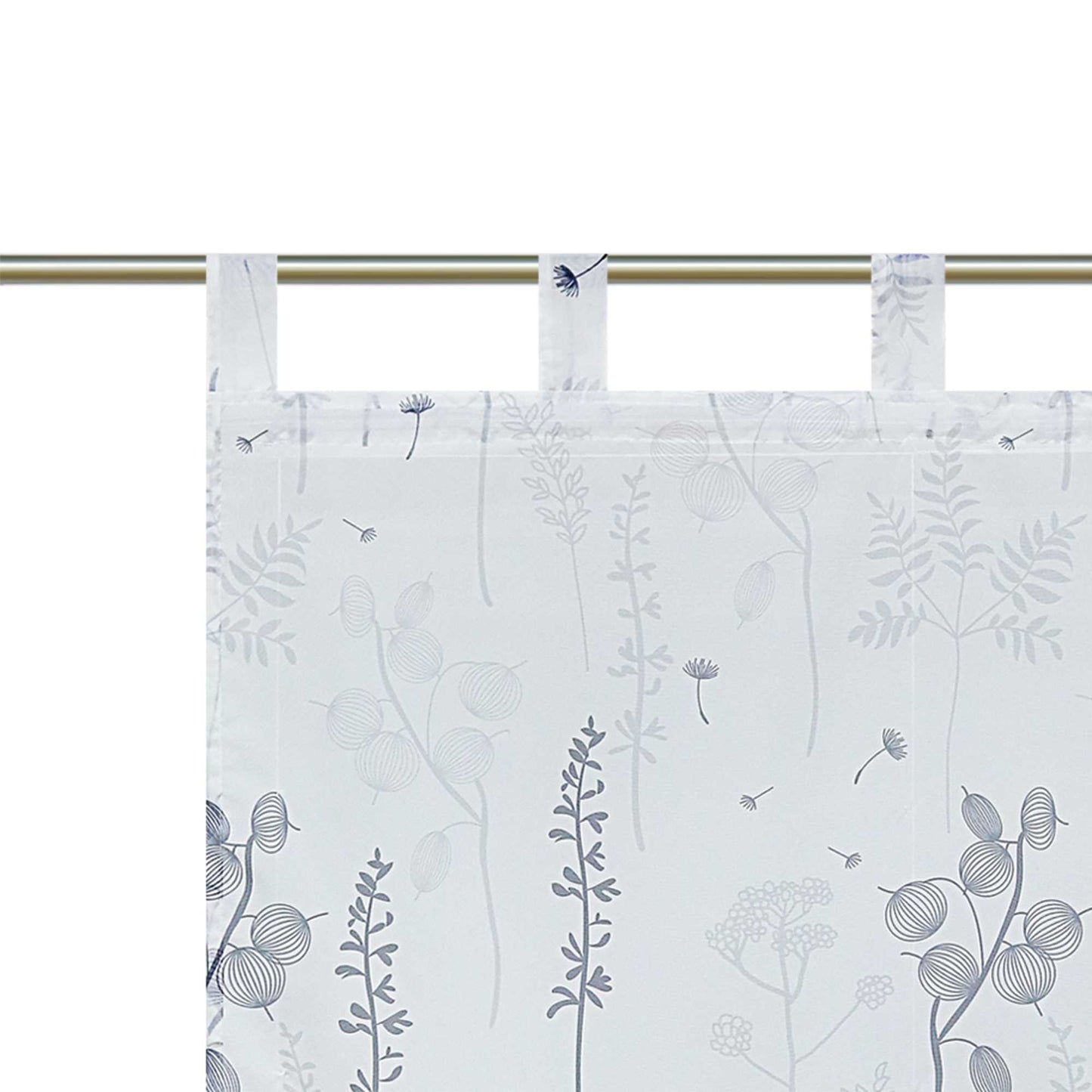 Raffrollo mit Schlaufen Voile Raffgardine Modern Küche Gardinen mit Laternenblume Muster Wohnzimmer Halbtransparent - Joyswahl