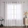 Transparente Vorhang mit Blumenmuster aus Polyester Lichtdurchlässig Wohnzimmer weiß 1 stück - Joyswahl