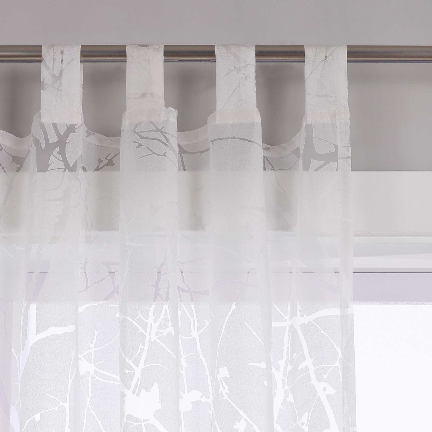 Transparente Vorhang mit Blumenmuster aus Polyester Lichtdurchlässig Wohnzimmer weiß 1 stück - Joyswahl