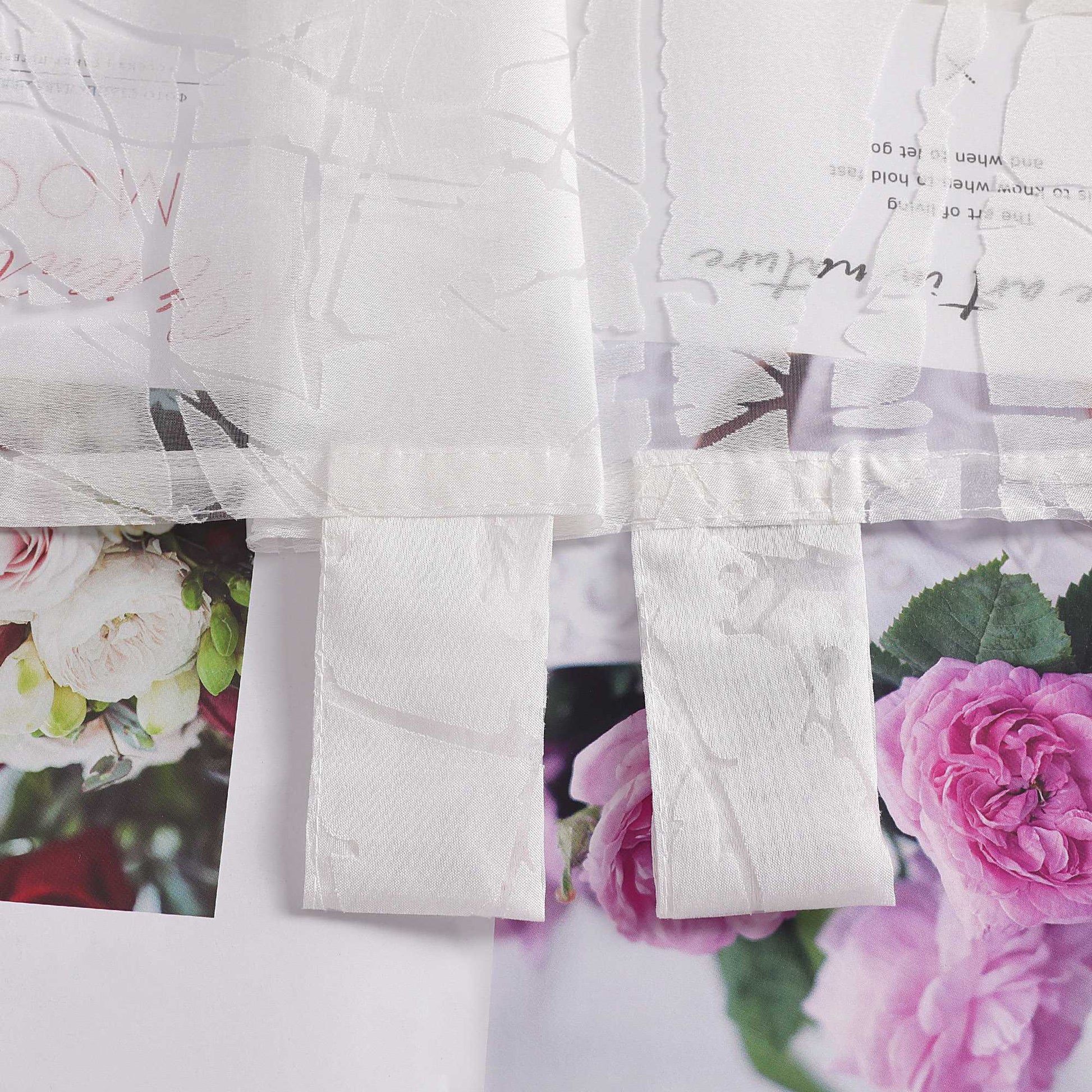 Transparente Vorhang mit Blumenmuster aus Polyester Lichtdurchlässig Wohnzimmer weiß 1 stück - Joyswahl