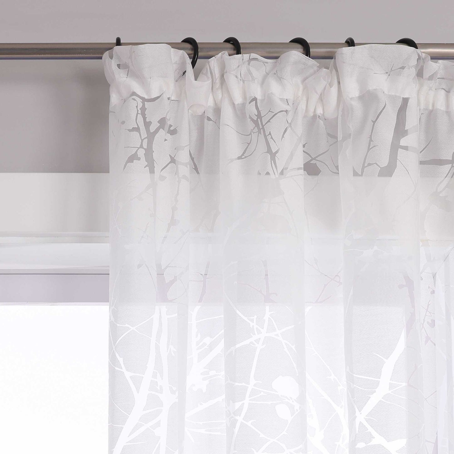 Transparente Vorhang mit Blumenmuster aus Polyester Lichtdurchlässig Wohnzimmer weiß 1 stück - Joyswahl
