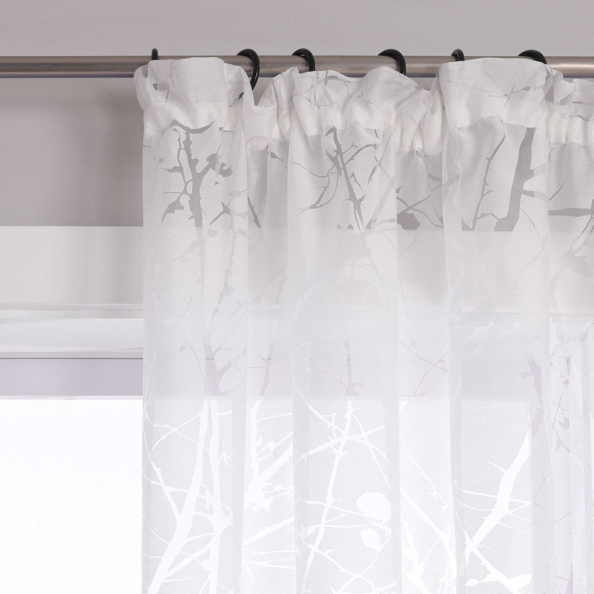 Transparente Vorhang mit Blumenmuster aus Polyester Lichtdurchlässig Wohnzimmer weiß 1 stück - Joyswahl