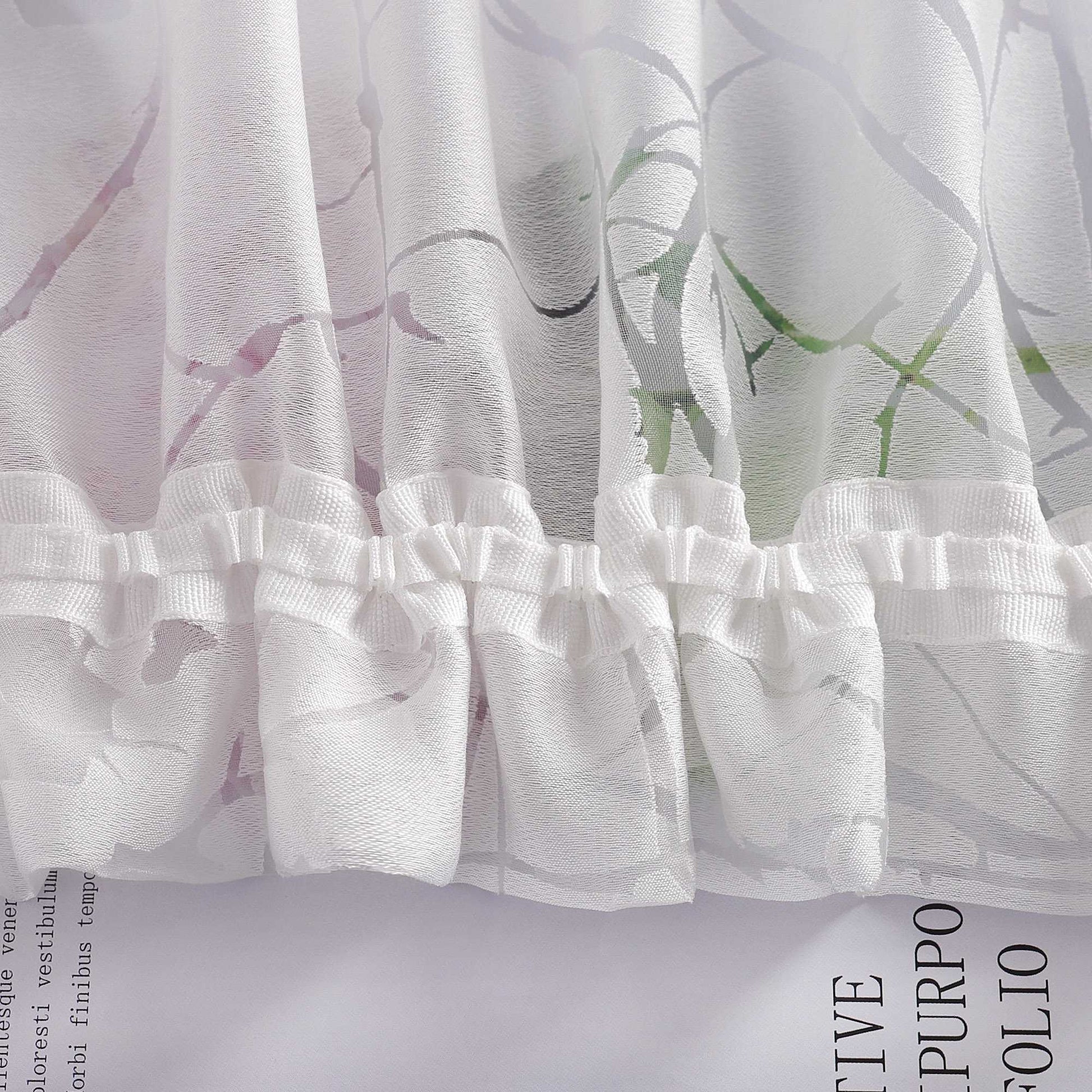 Transparente Vorhang mit Blumenmuster aus Polyester Lichtdurchlässig Wohnzimmer weiß 1 stück - Joyswahl