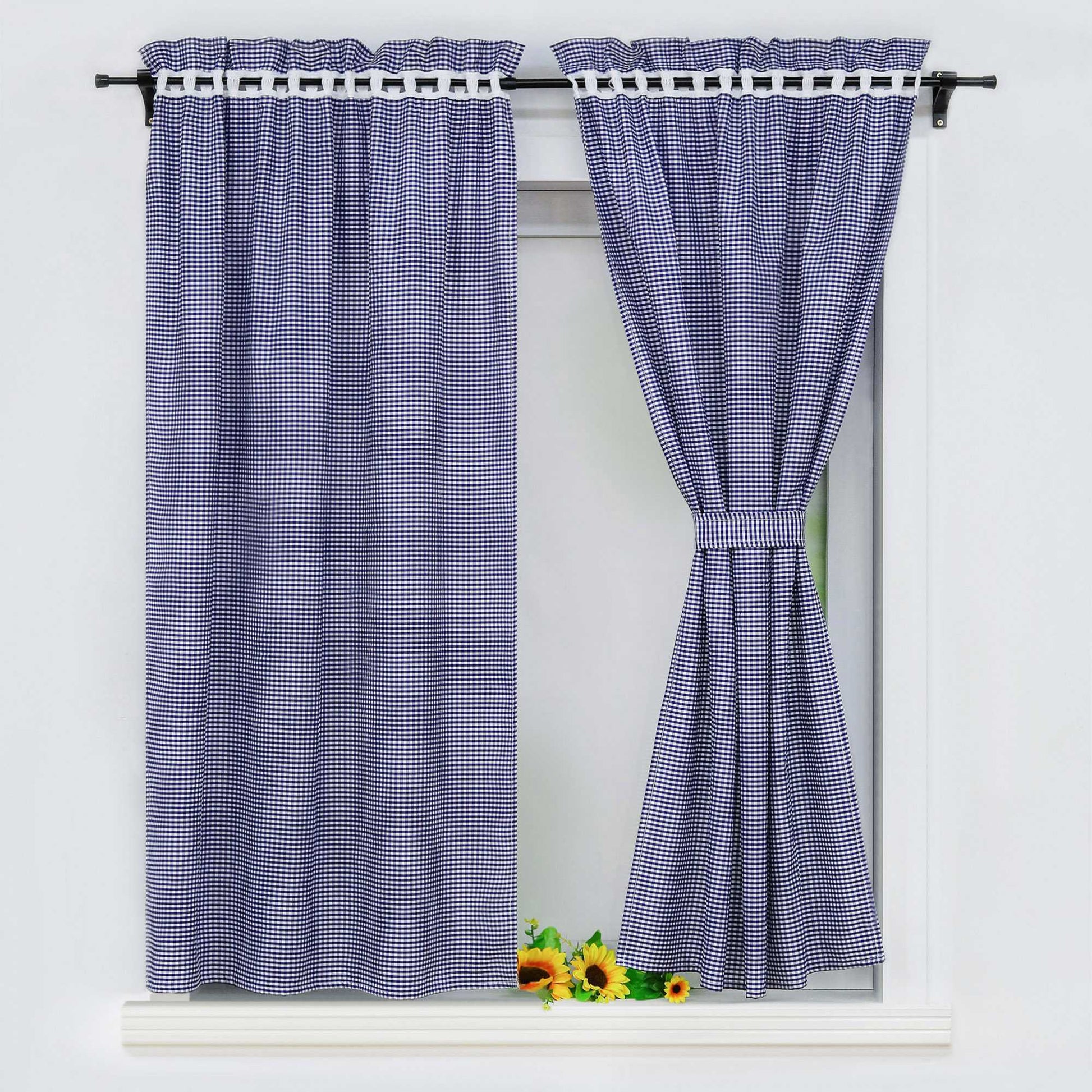 Modern Scheibengardinen im Landhausstil & Vintage mit karomuster 2er Set - Joyswahl