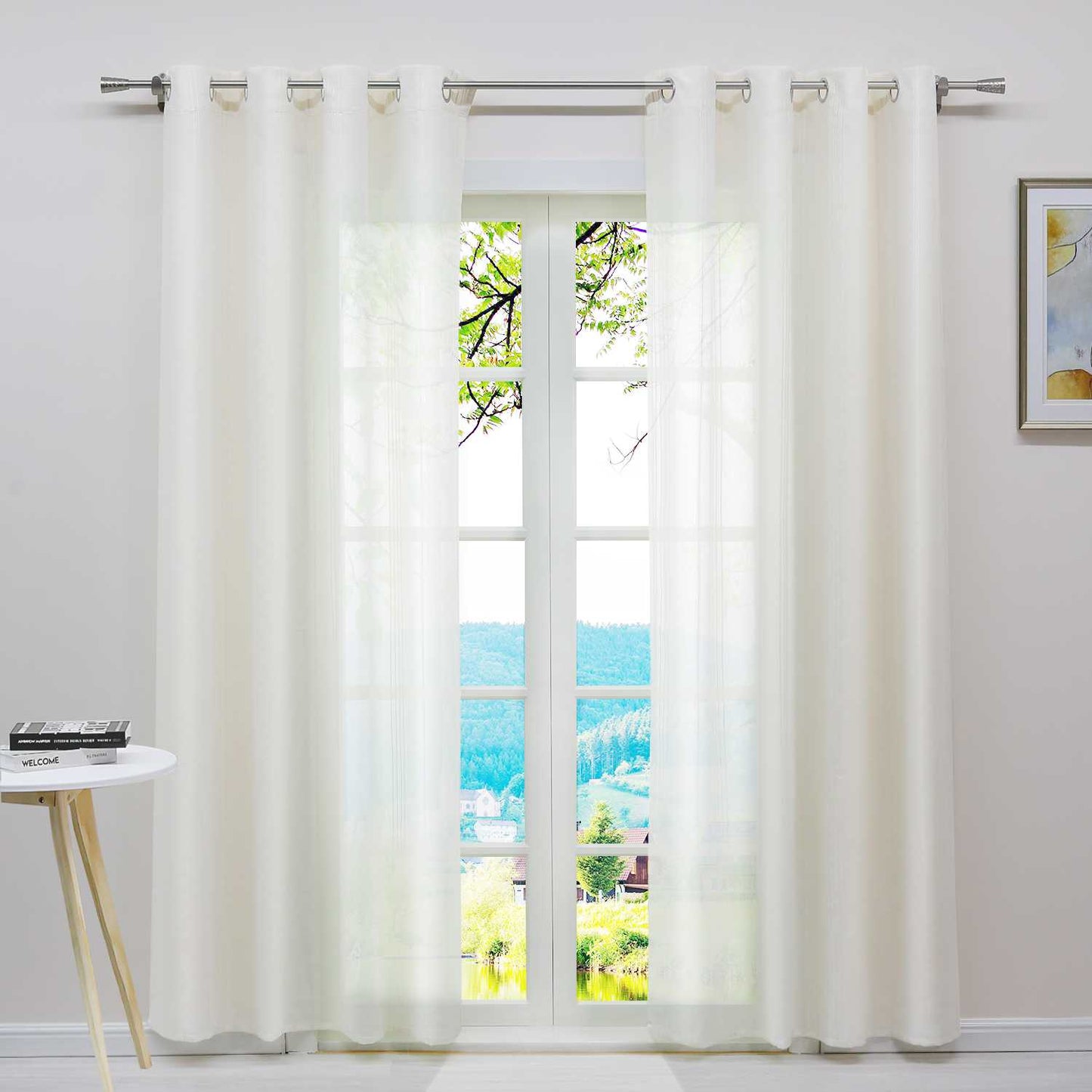 Vorhang 2er Set Voile Gardinen mit vertikalen Streifen Modern Transparent Schlafzimmer Wohnzimmer 2 Stück - Joyswahl
