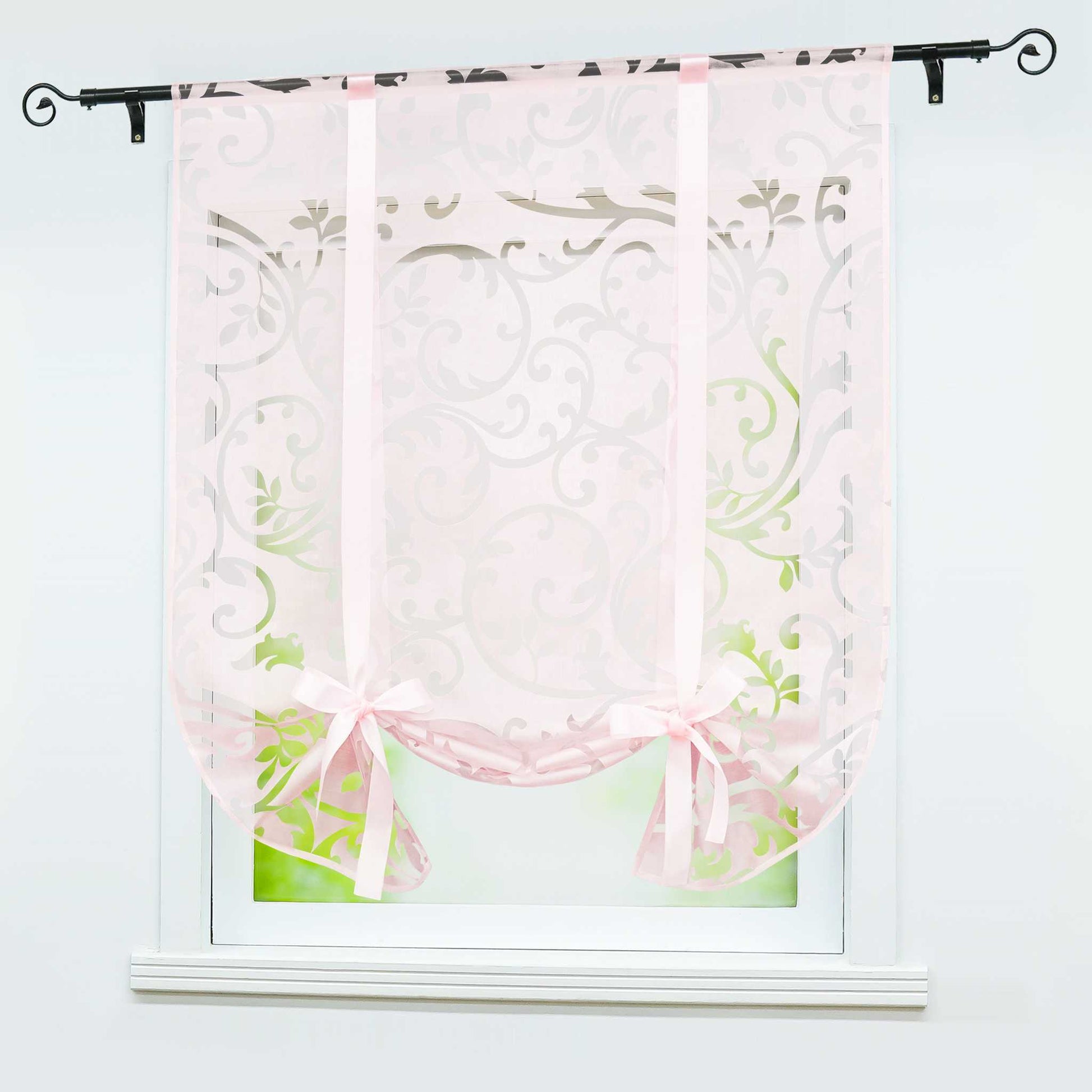 Raffrollo durch Tunnelzug romantische Rollo mit floralem Muster transparentes Vorhang für Wohnzimmerfenster 1 Stück - Joyswahl