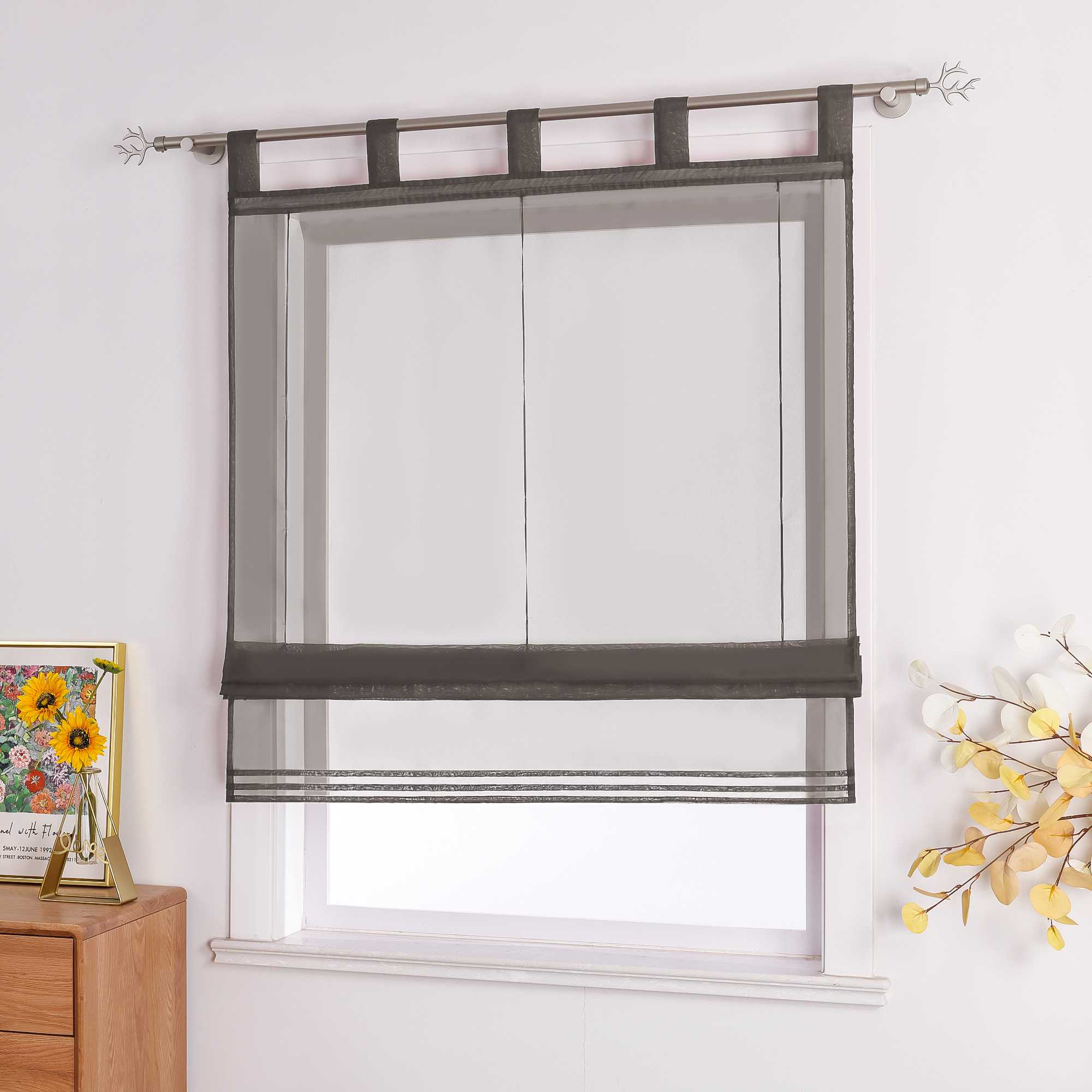 Rollo Schlaufengardine Unifarbe transparent Voile mit Dekofalten 1 Stück
