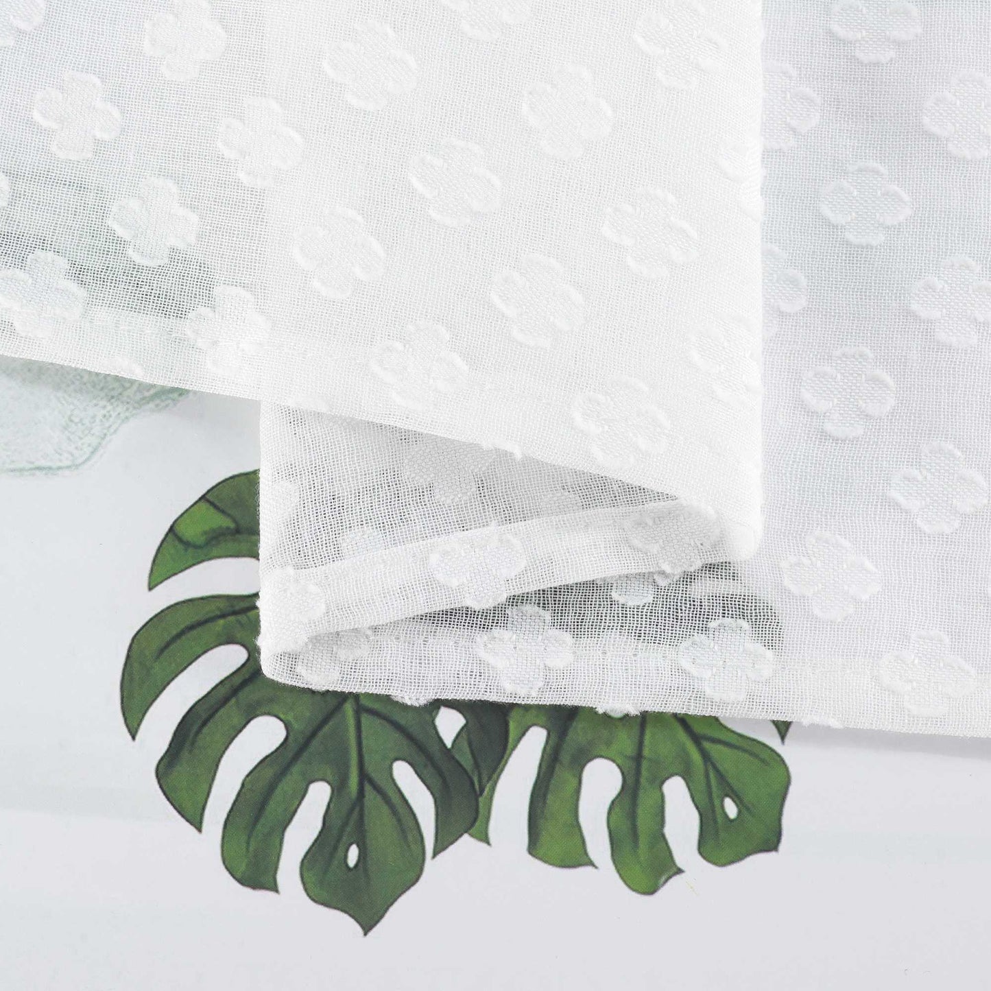 Scheibengardine im Patchwork-Stil mit Kleeblatt-Muster, 2 Stücke, mit Schlaufen-Design