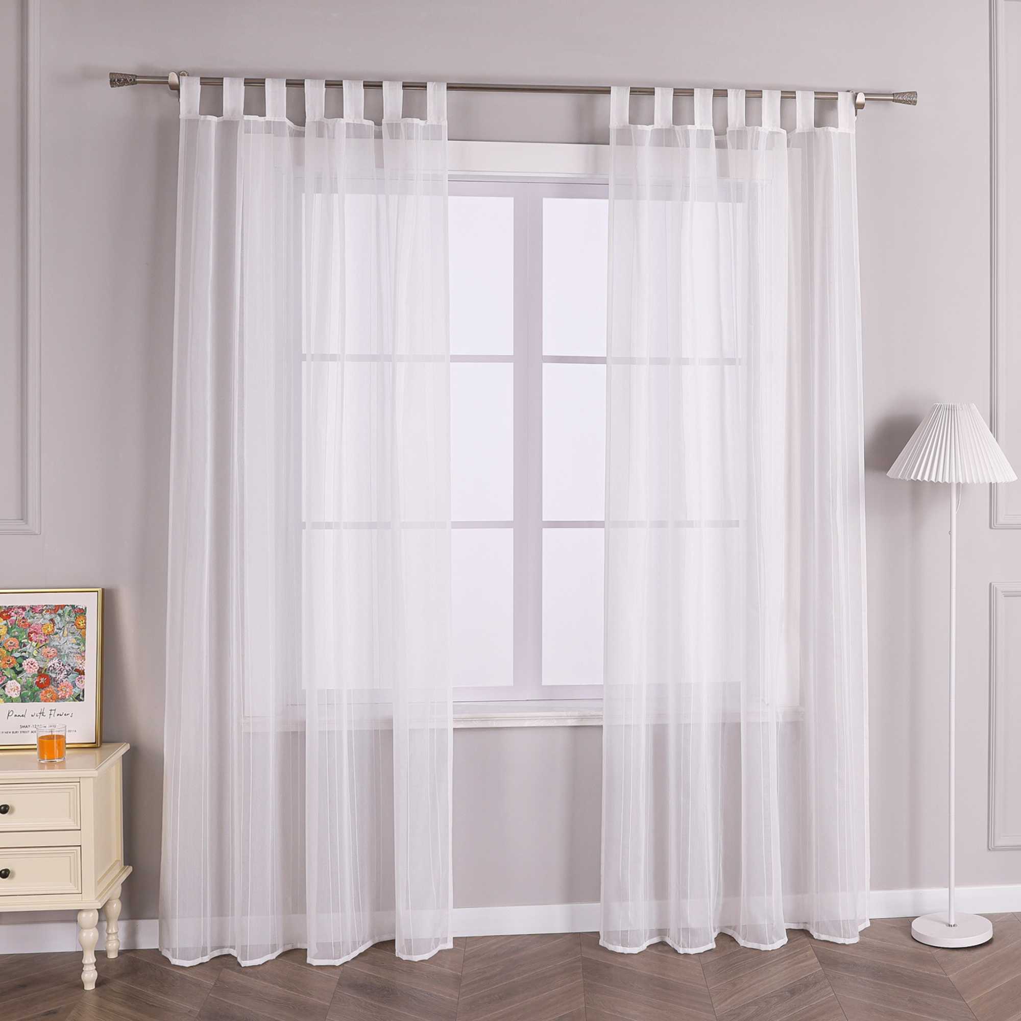 Gardine Schlaufenschal mit Streifen Unifarbe transparent Lichtdurchlässig