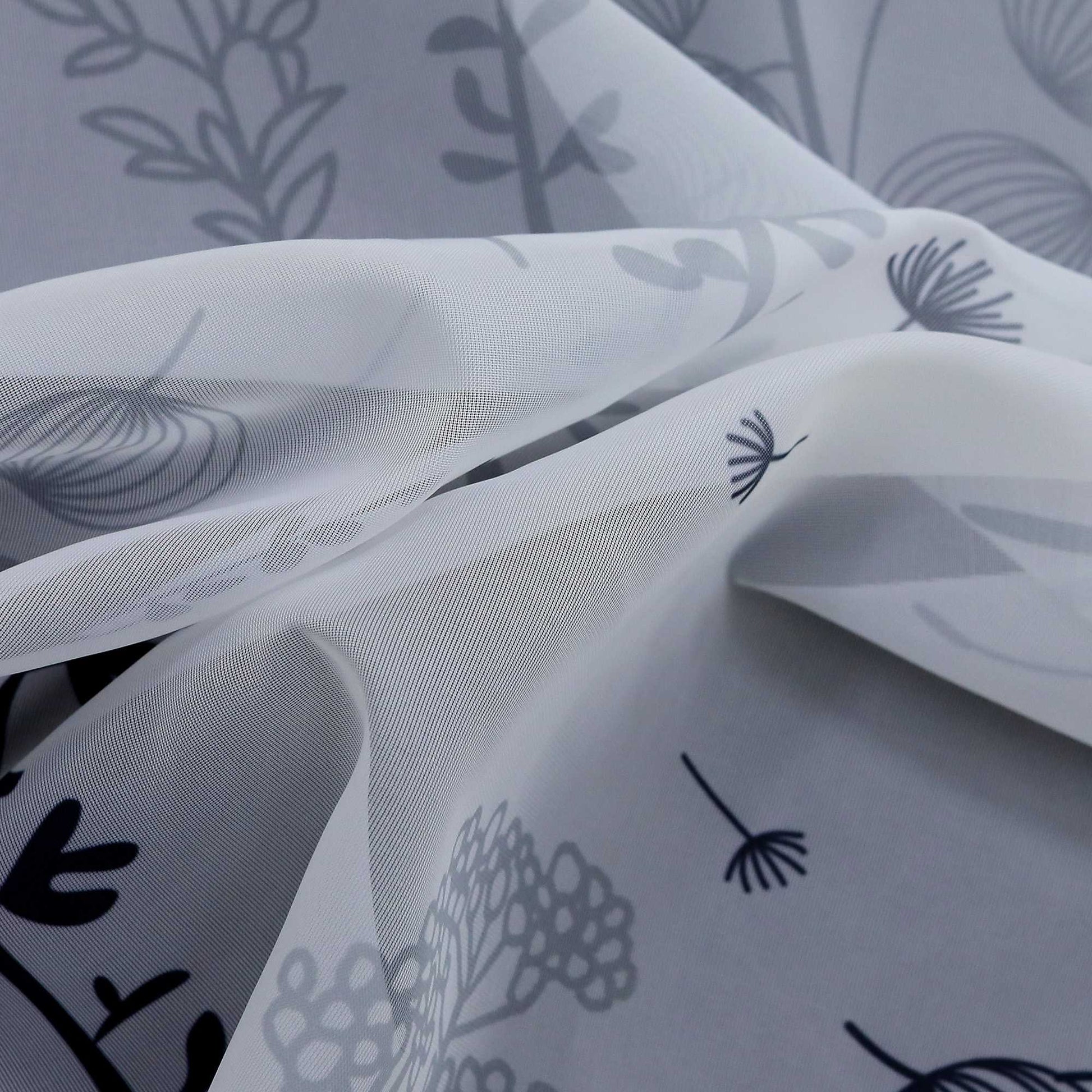 Raffrollo mit Schlaufen Voile Raffgardine Modern Küche Gardinen mit Laternenblume Muster Wohnzimmer Halbtransparent - Joyswahl