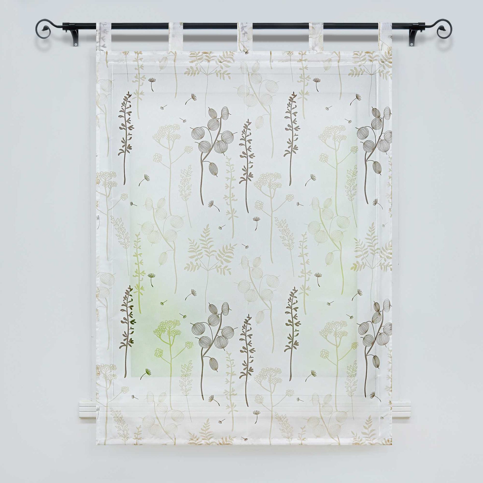 Raffrollo mit Schlaufen Voile Raffgardine Modern Küche Gardinen mit Laternenblume Muster Wohnzimmer Halbtransparent - Joyswahl