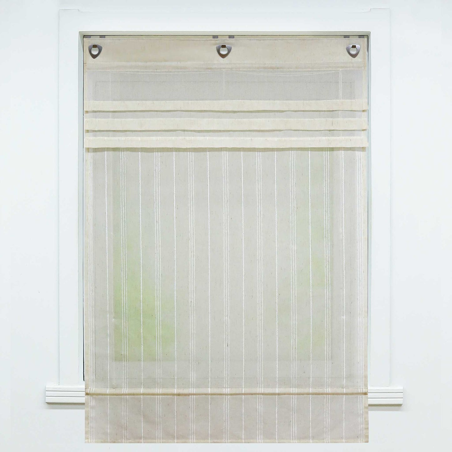 Rollos mit U-Haken gestreifte Muster Unifarbe halbtransparent modern Design 1 stück - Joyswahl