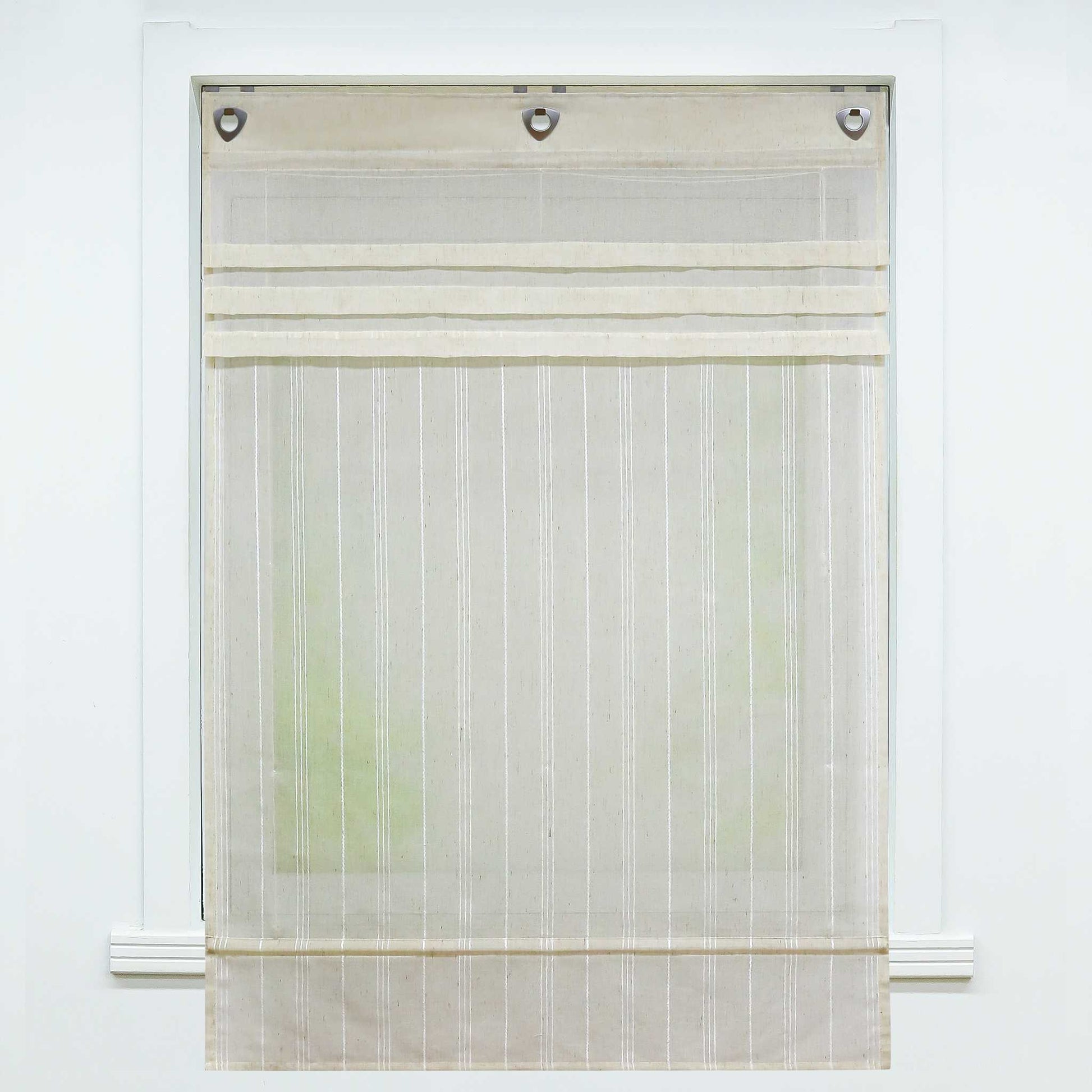 Rollos mit U-Haken gestreifte Muster Unifarbe halbtransparent modern Design 1 stück - Joyswahl
