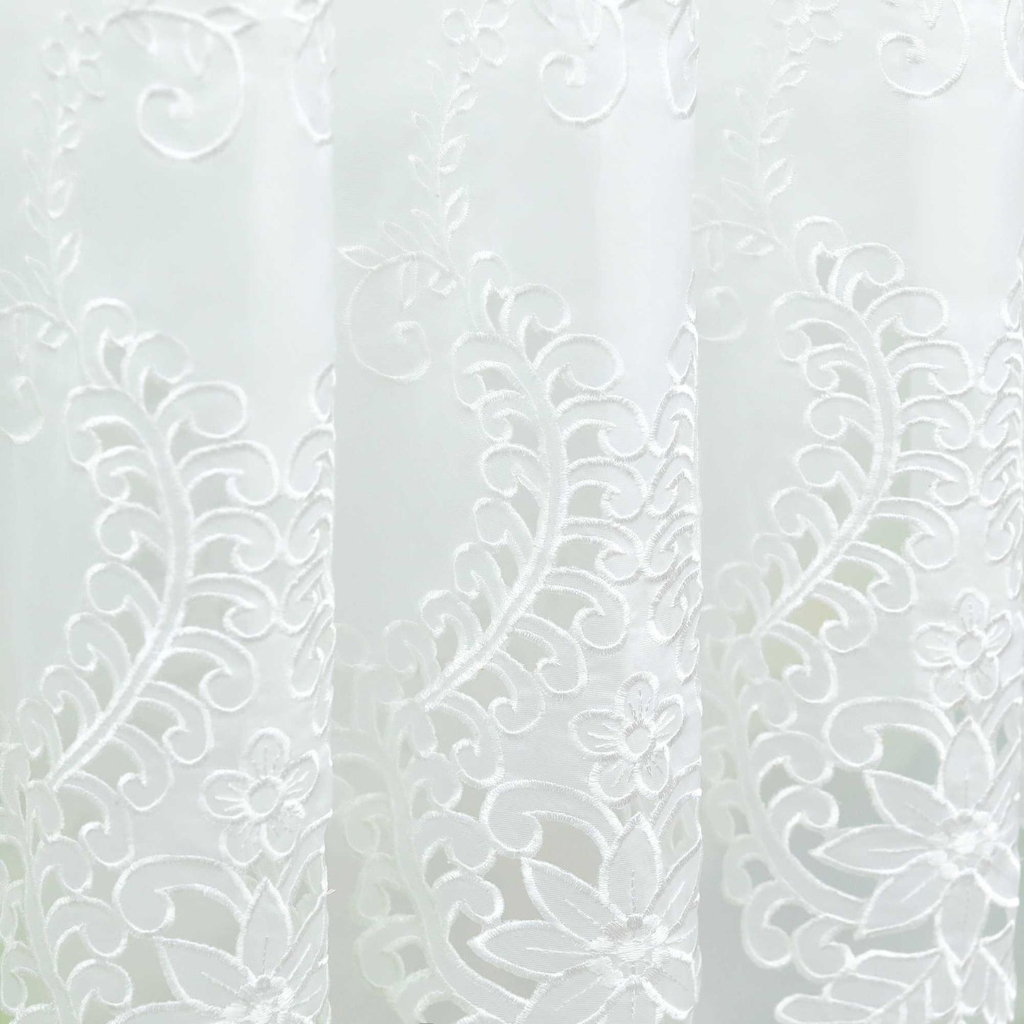 Scheibengardine Modern Bistrogardine durch Tunnelzug Halbtransparent Küche Kurzgardine Lasercut Blumenmuster - Joyswahl