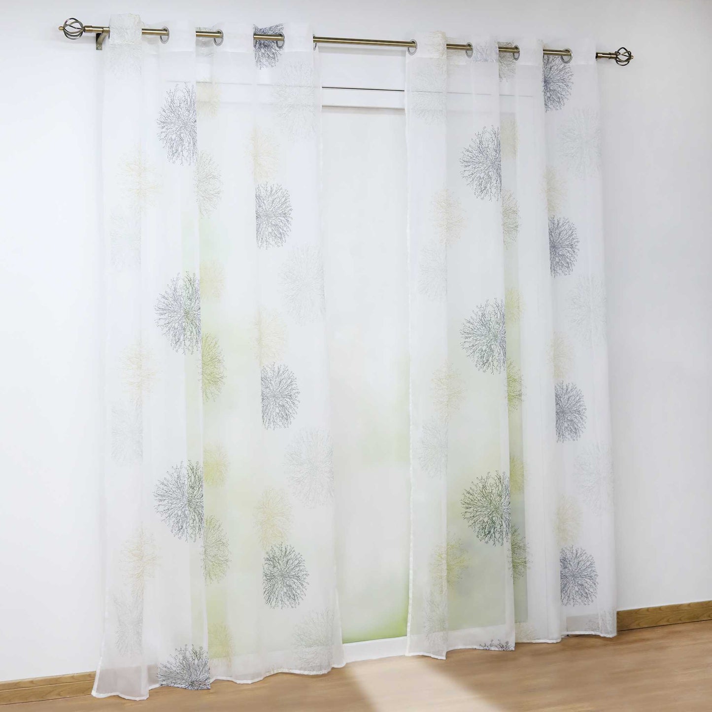 Voile-Vorhang Kräuselbandschal Transparente mit Blumenmuster leichte Schutzfunktion 1 Stück - Joyswahl