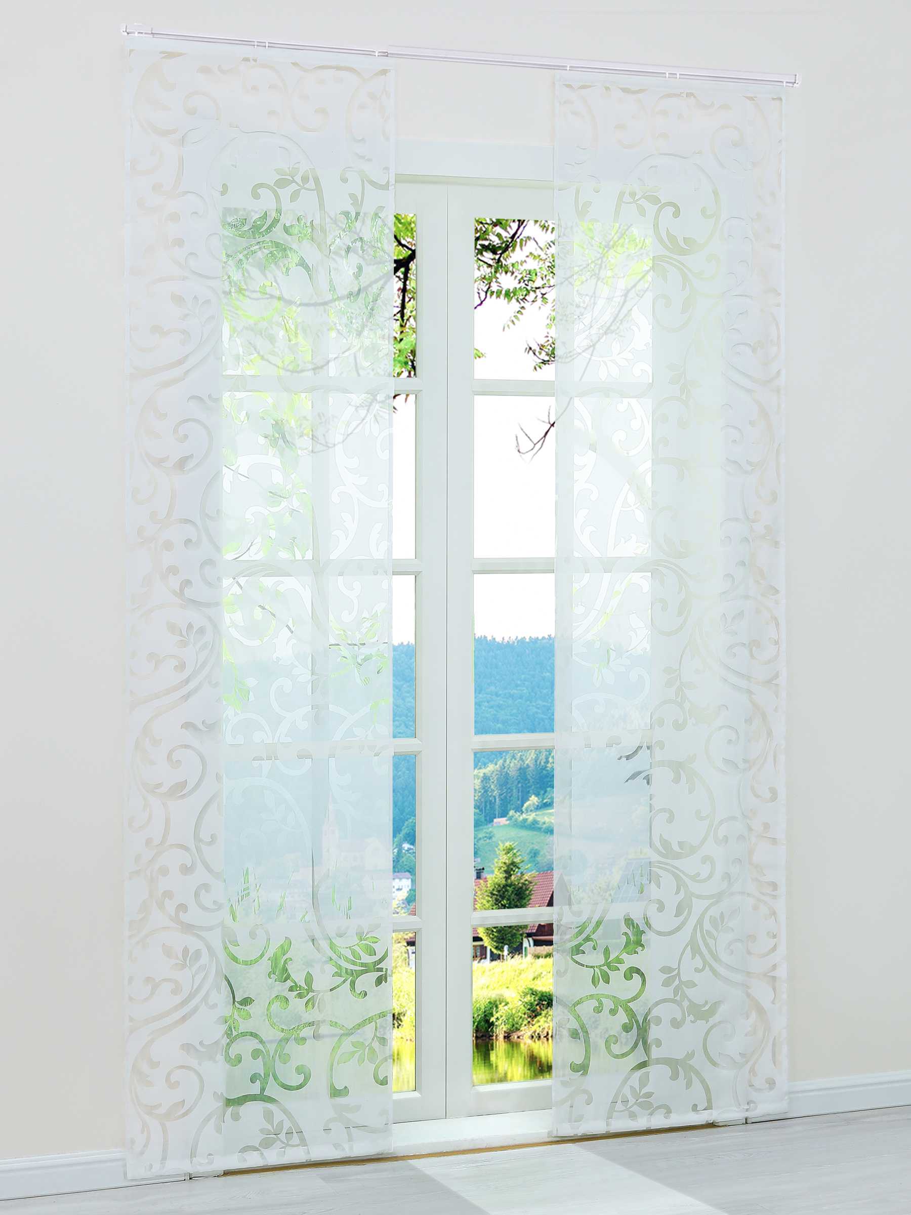 Schiebegardine Flächenvorhänge Klettbandschal mit Blumenmuster 2er Set