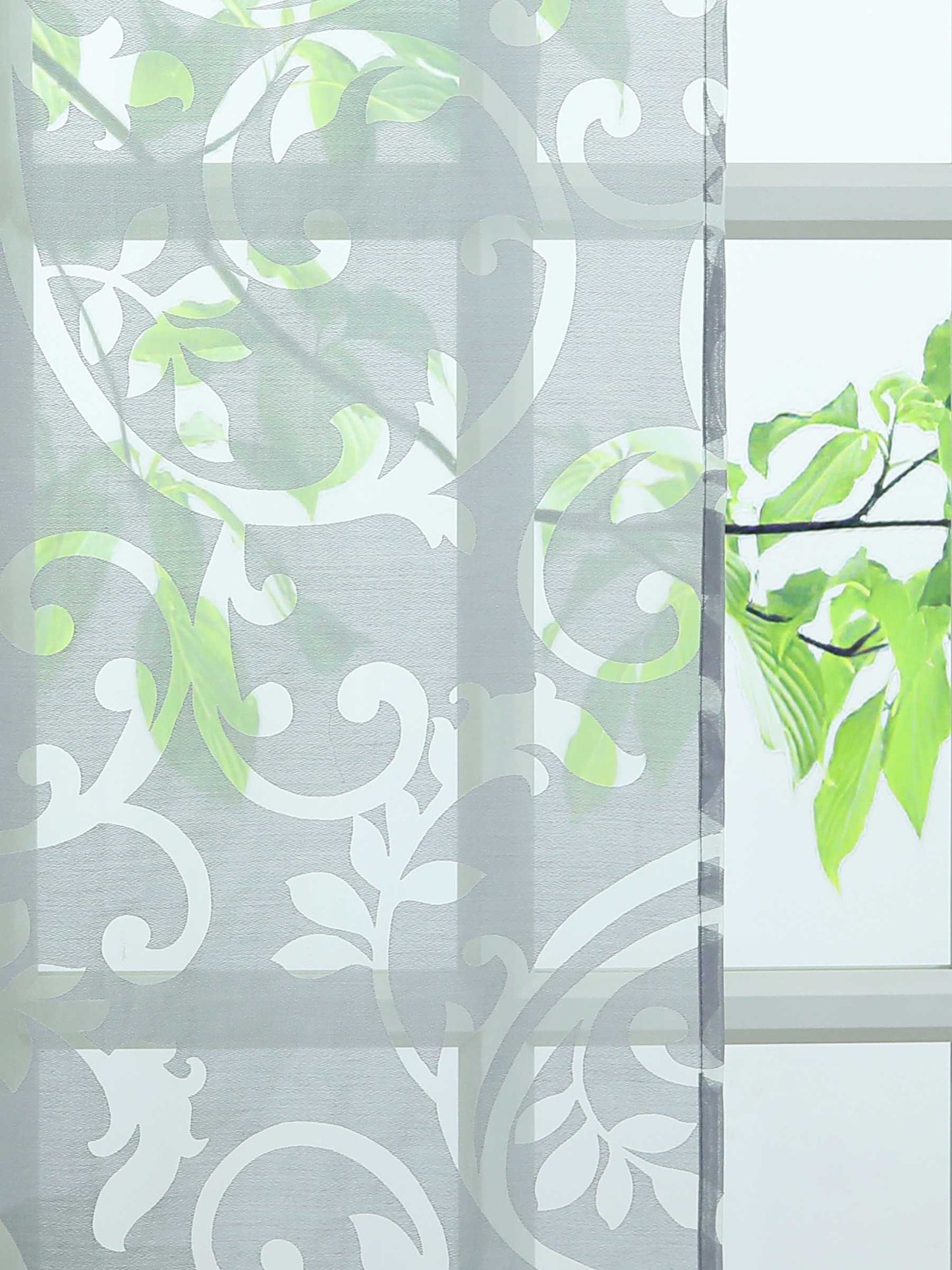 Schiebegardine Flächenvorhänge Klettbandschal mit Blumenmuster transparent modern 2er Set - Joyswahl