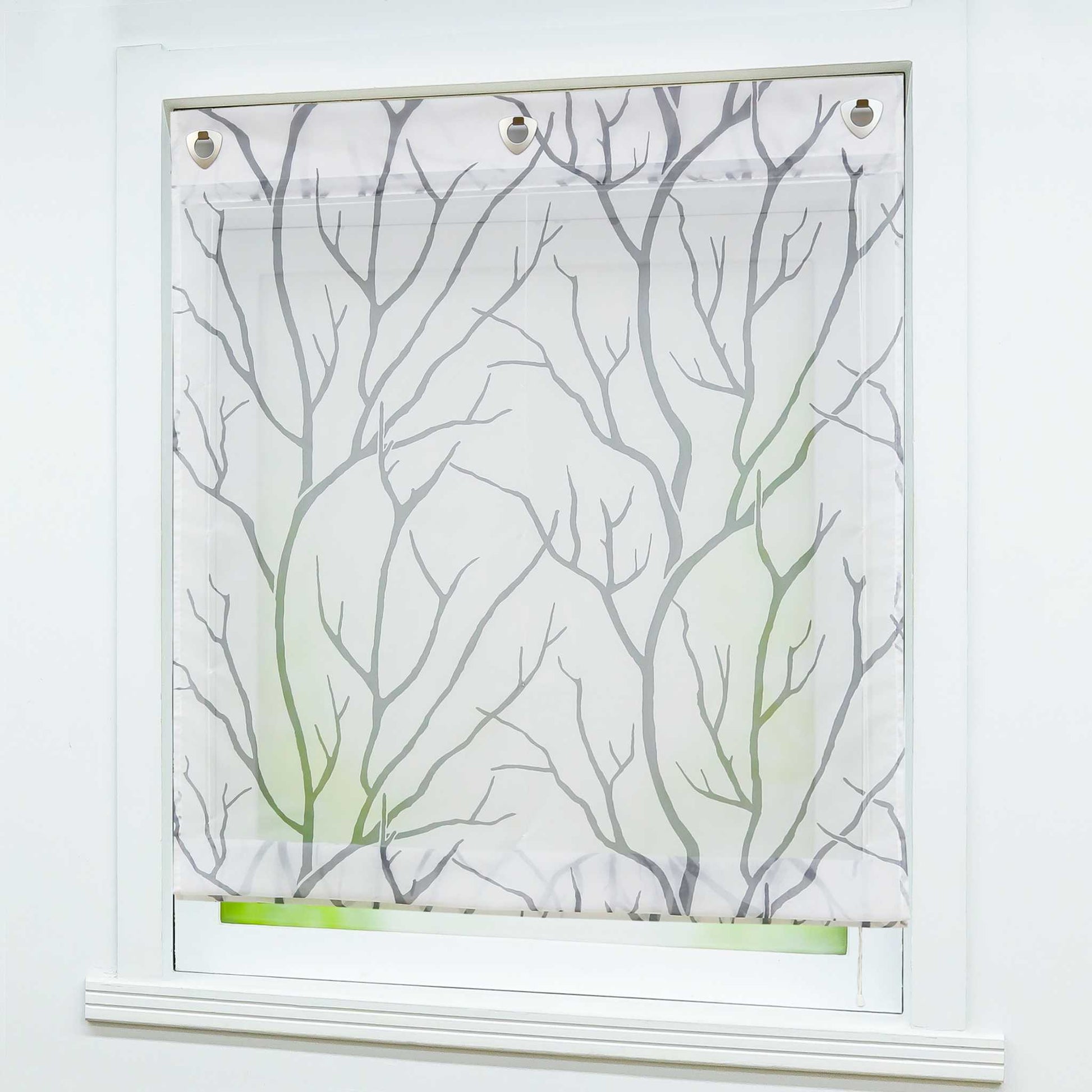 Rollos mit U-Haken halbtransparent Zweigmuster Lichtdurchlässig 1 Stück - Joyswahl