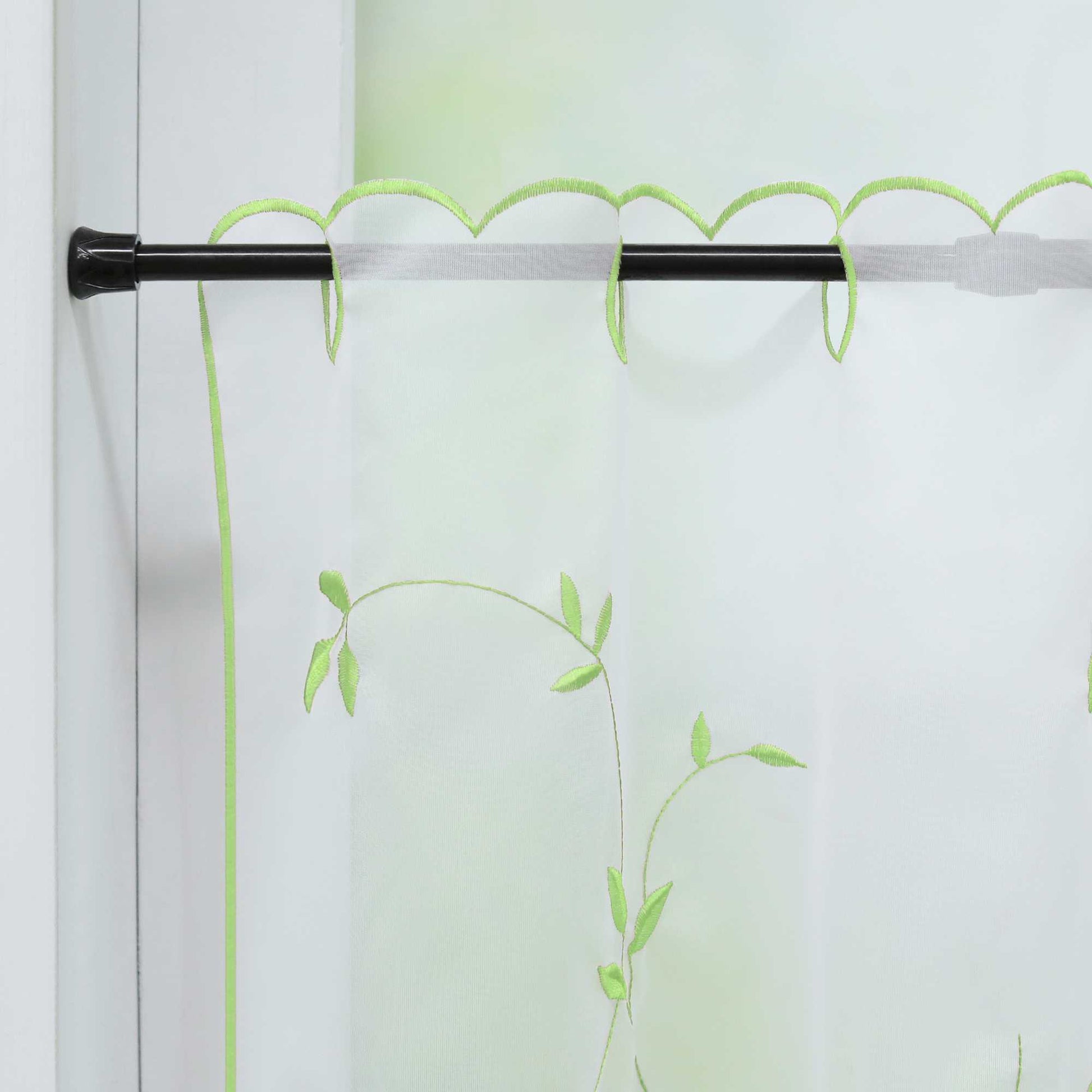 Scheibengardinen Voile Bistrogardinen mit Blattstickerei Transparent Bestickte Küche Kurzstores - Joyswahl