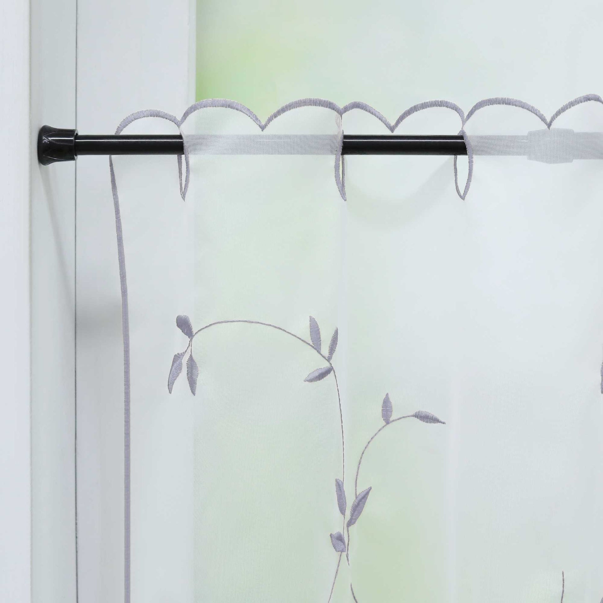 Scheibengardinen Voile Bistrogardinen mit Blattstickerei Transparent Bestickte Küche Kurzstores - Joyswahl
