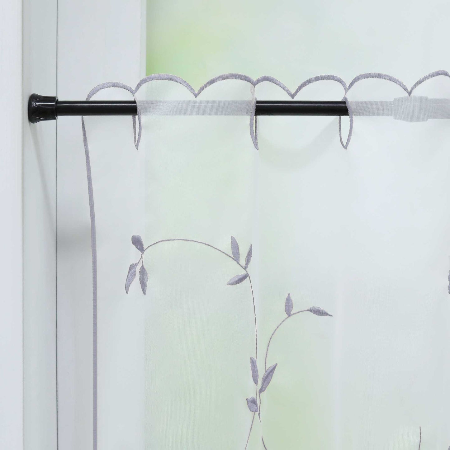 Scheibengardinen Voile Bistrogardinen mit Blattstickerei Transparent Bestickte Küche Kurzstores - Joyswahl