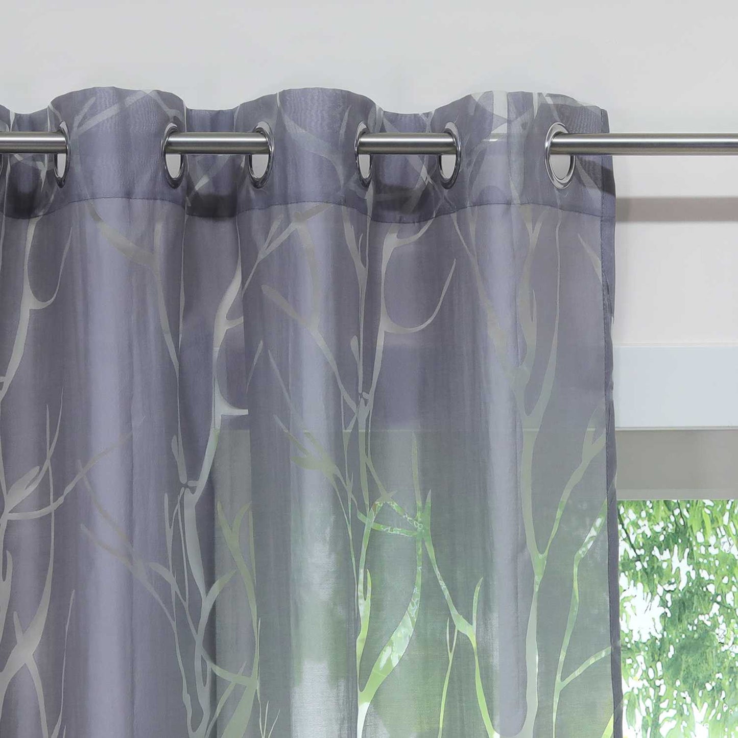 Transparenter Vorhang mit grobes Zweigmuster leicht Schutzfunktion Lichtdurchlässigkeit Gartenstil 1 Stück - Joyswahl