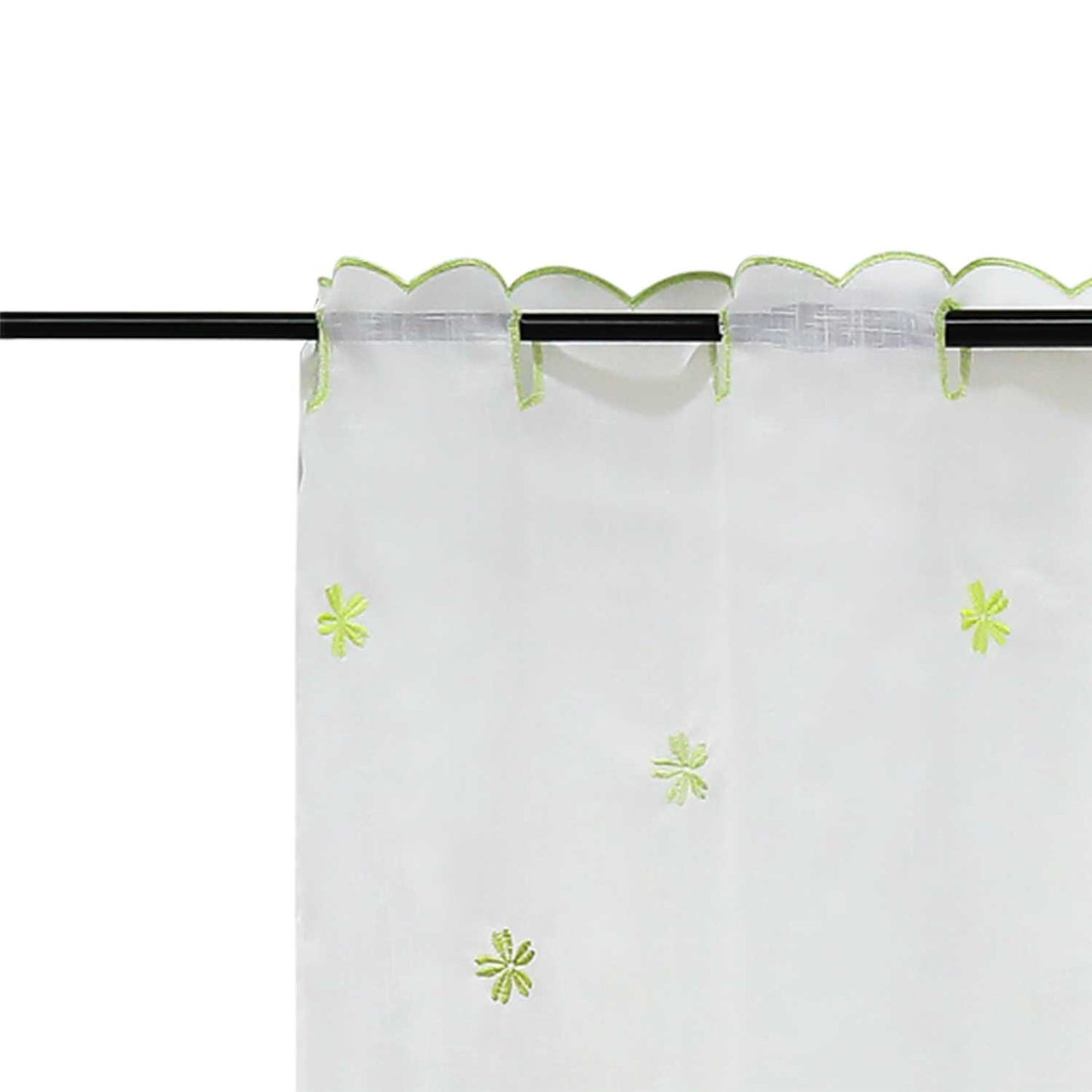 Scheibengardine durch Stangendurchzug Halbtransparent Blumenmuster und Stickereikunst 1 Stück - Joyswahl