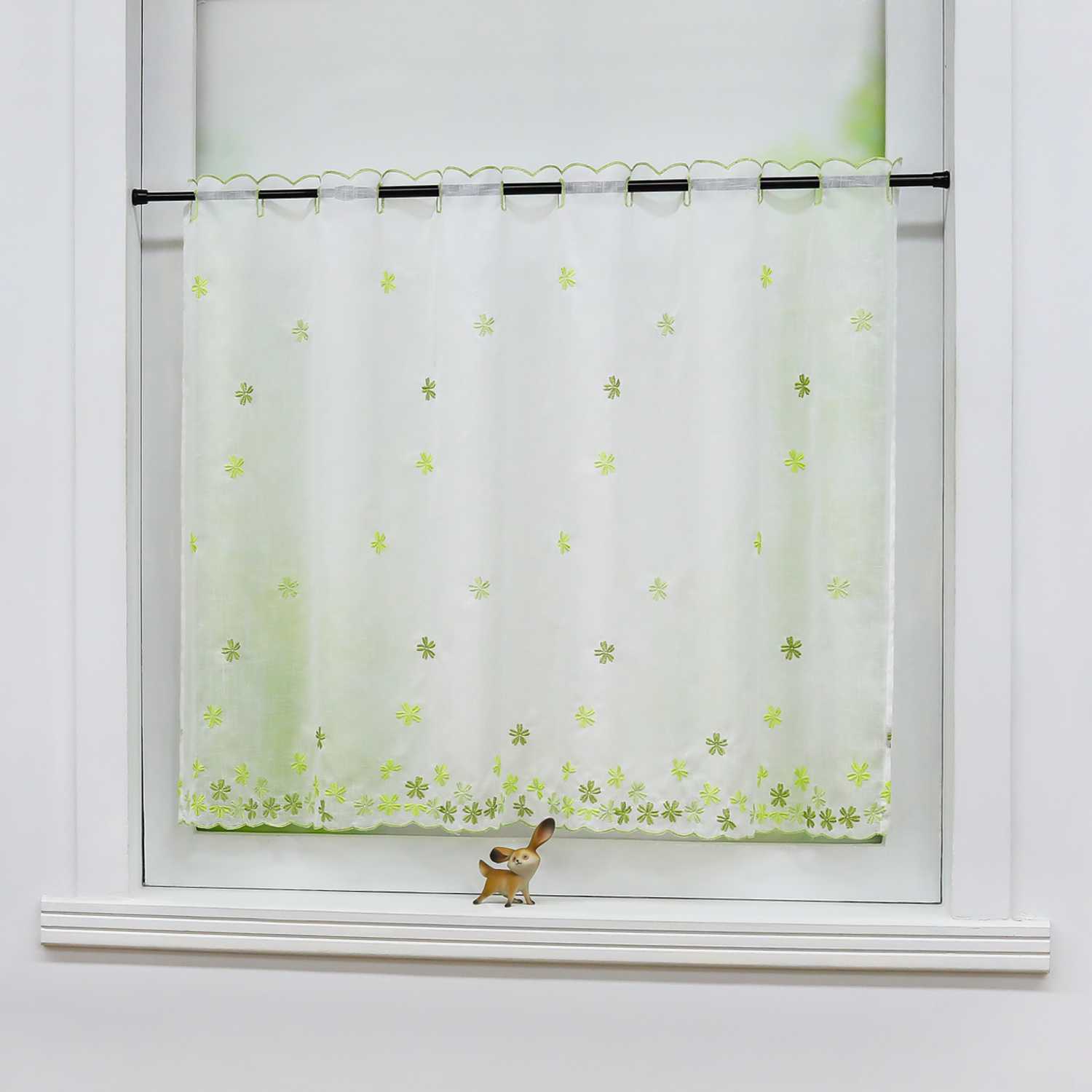 Scheibengardine mit Blumenmuster und Stickereikunst halbtransparent 1 Stück